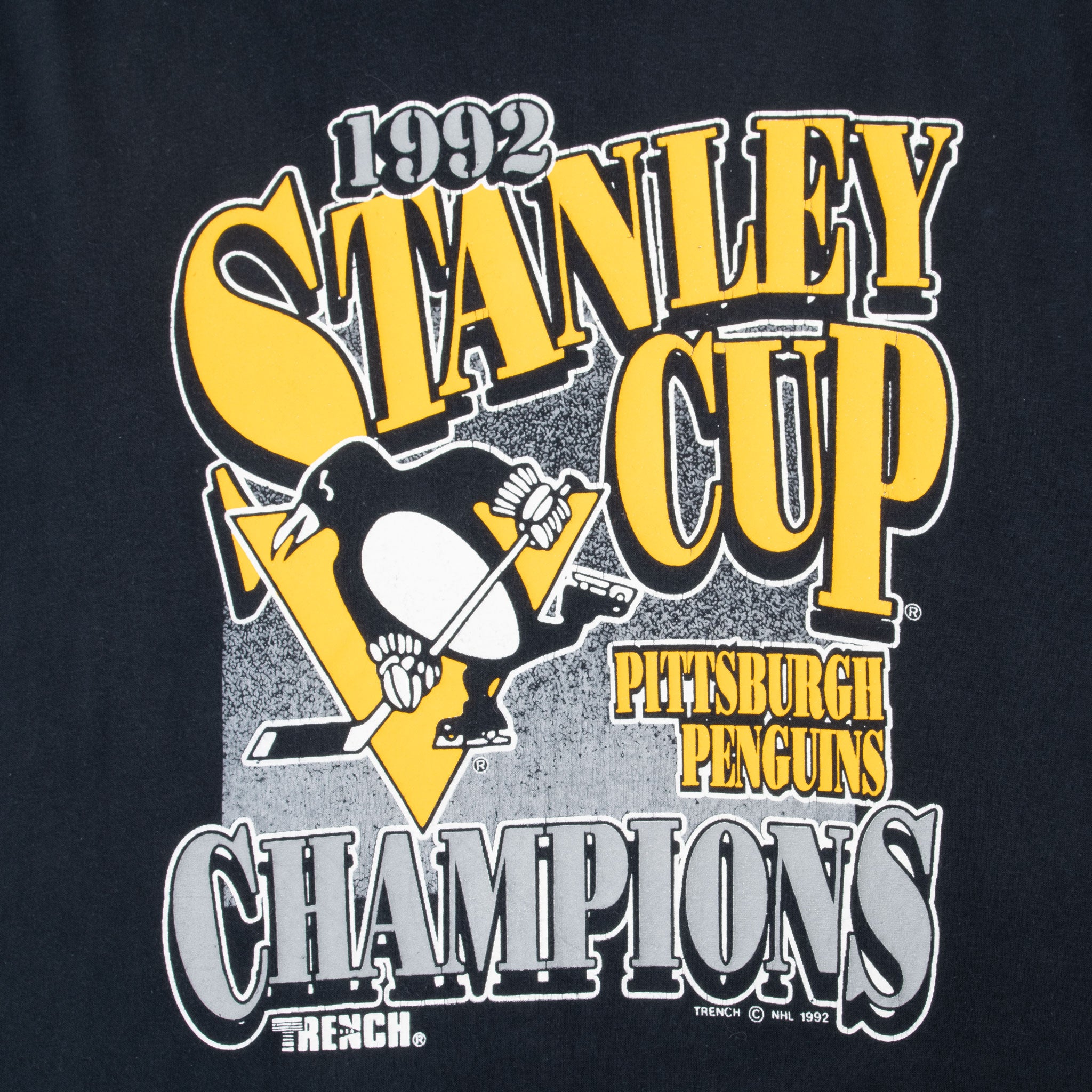 Vintage Nhl Pittsburgh Penguins Stanley Cup 1992 Champions Tee Shirt Medium Made In Usa With Single Stitch Sleeves