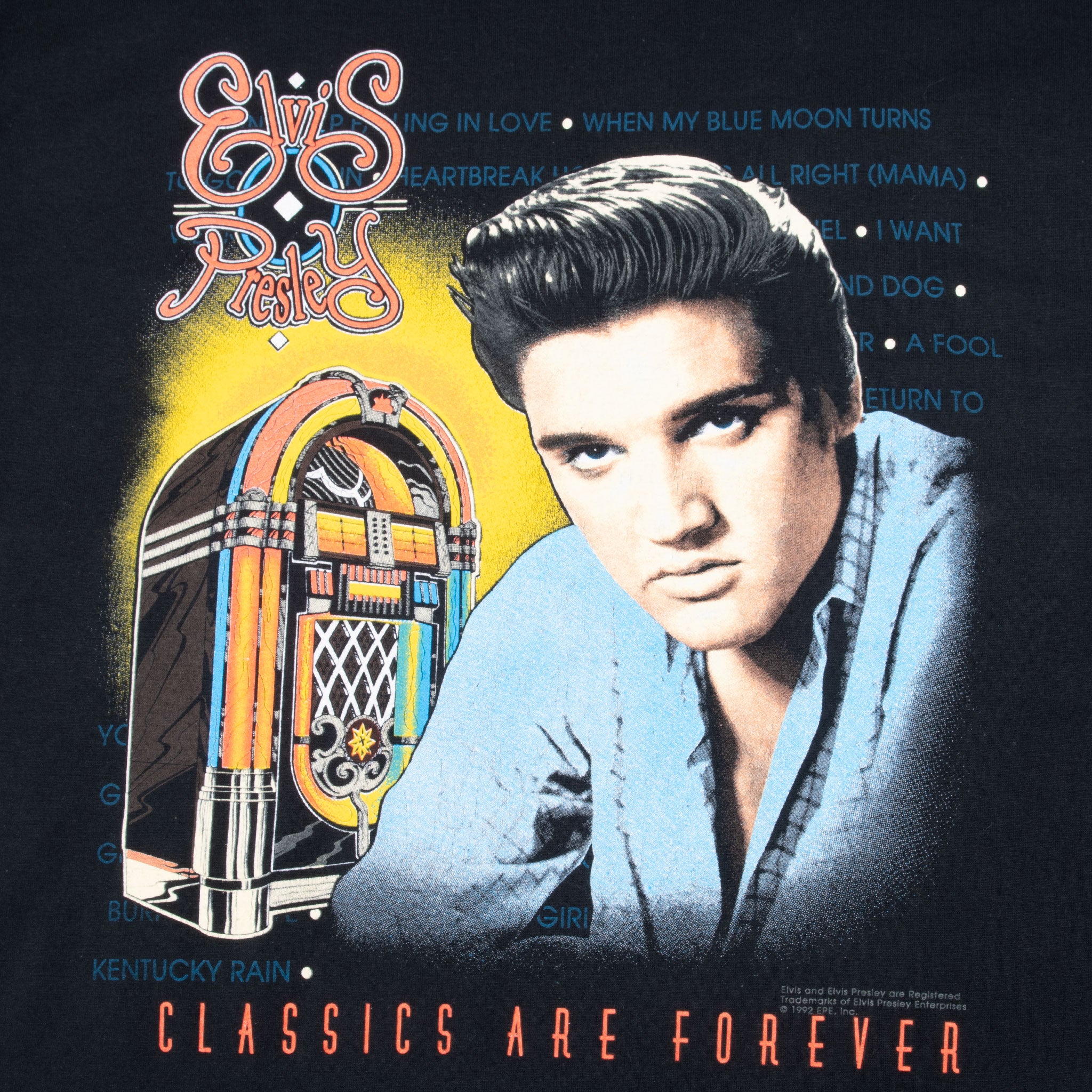 Vintage Elvis Presley Classics Are Forever 1992 Tee Shirt Size XL Made In Usa