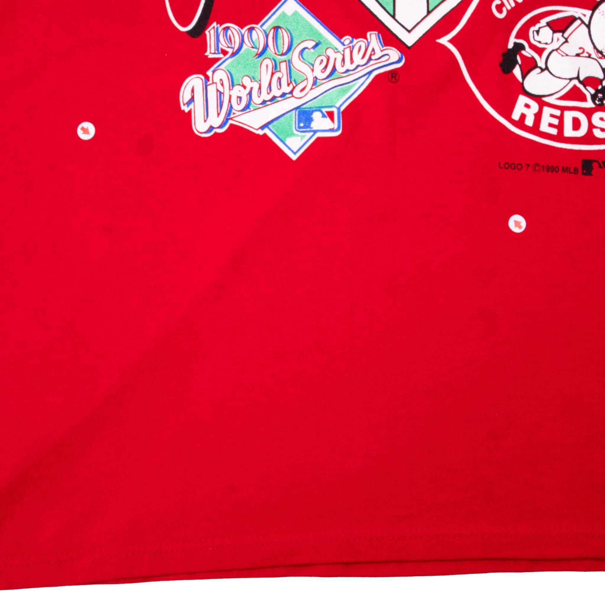 VINTAGE MLB CINCINNATI REDS WORLD CHAMPIONS TEE SHIRT 1990 MEDIUM MADE IN USA