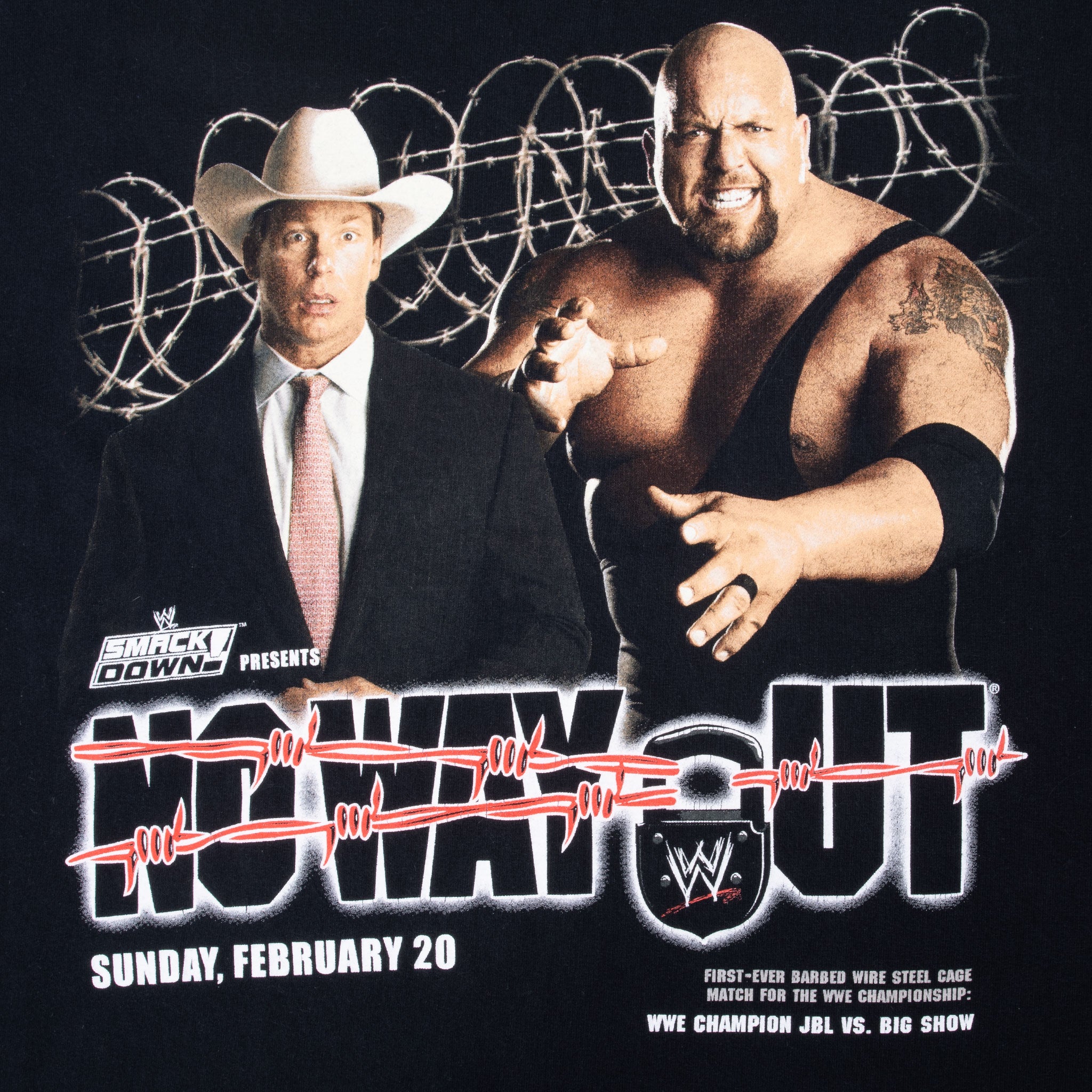 Vintage Wwe No Way Out Big Show Vs Wwe Champion Tee Shirt 2005 Size 2XL