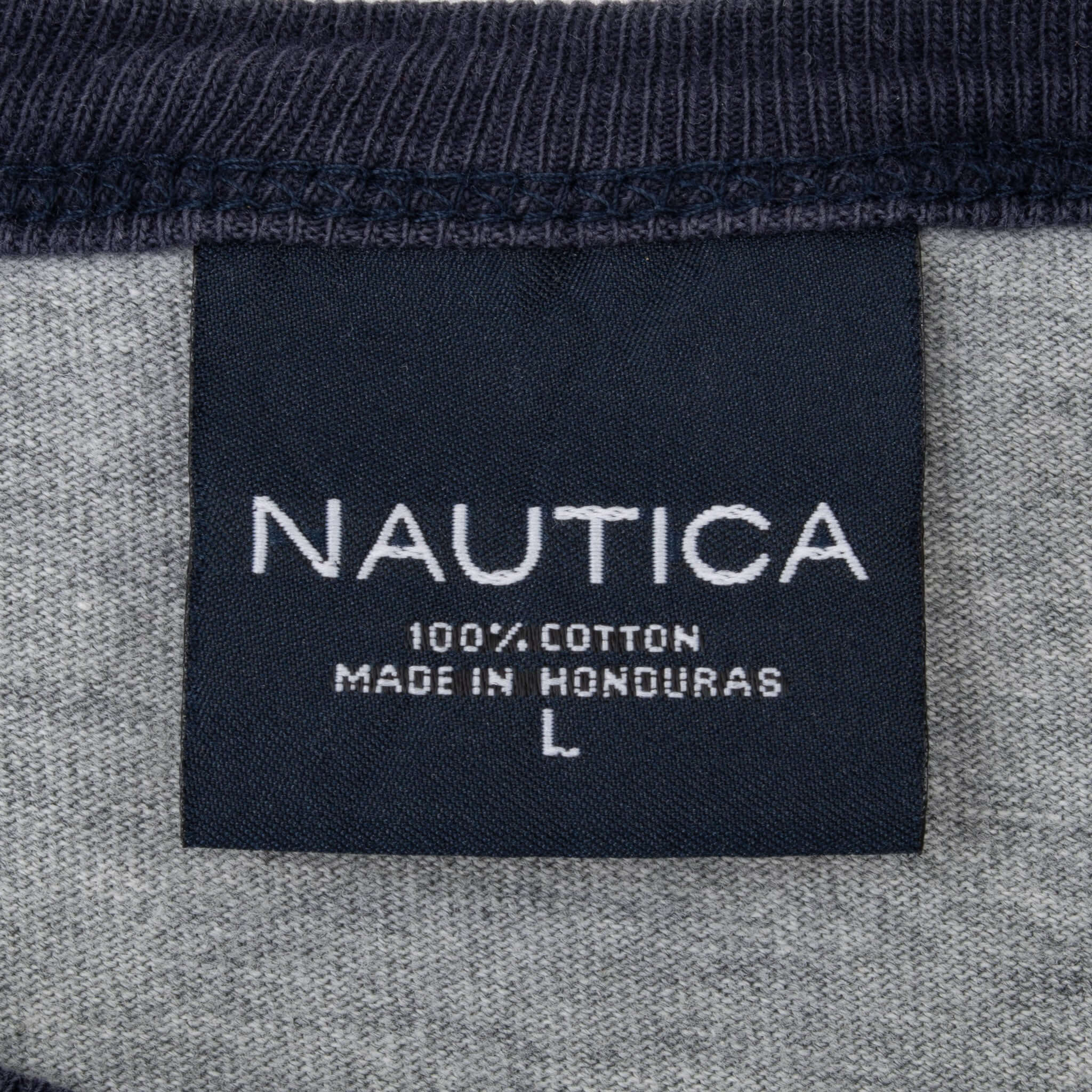 Vintage Nautica Embroidered Grey Long Sleeve Tee Shirt 2000S Size Large