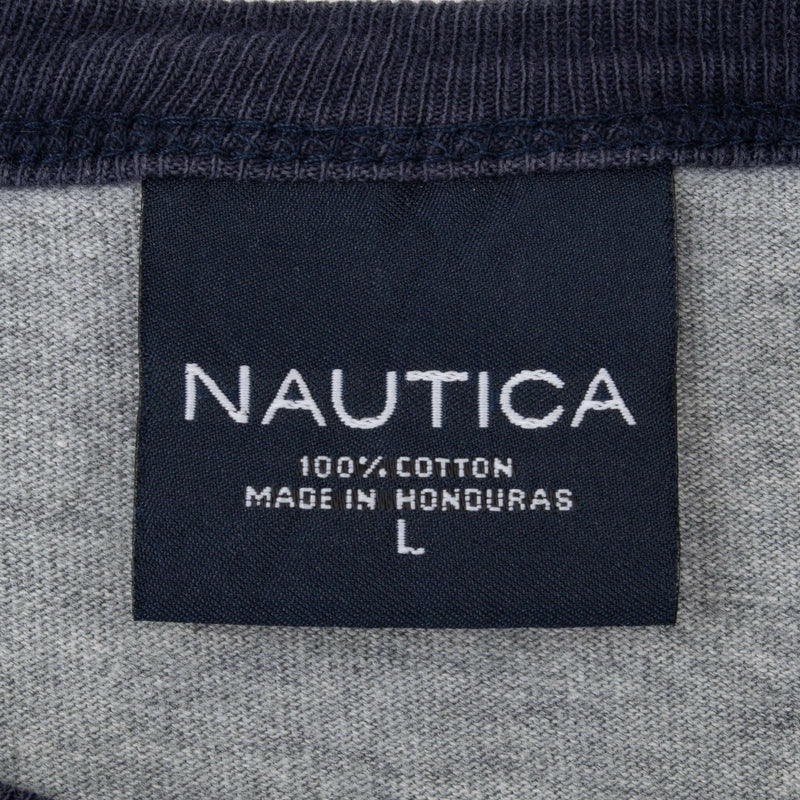 Vintage Nautica Embroidered Grey Long Sleeve Tee Shirt 2000S Size Large