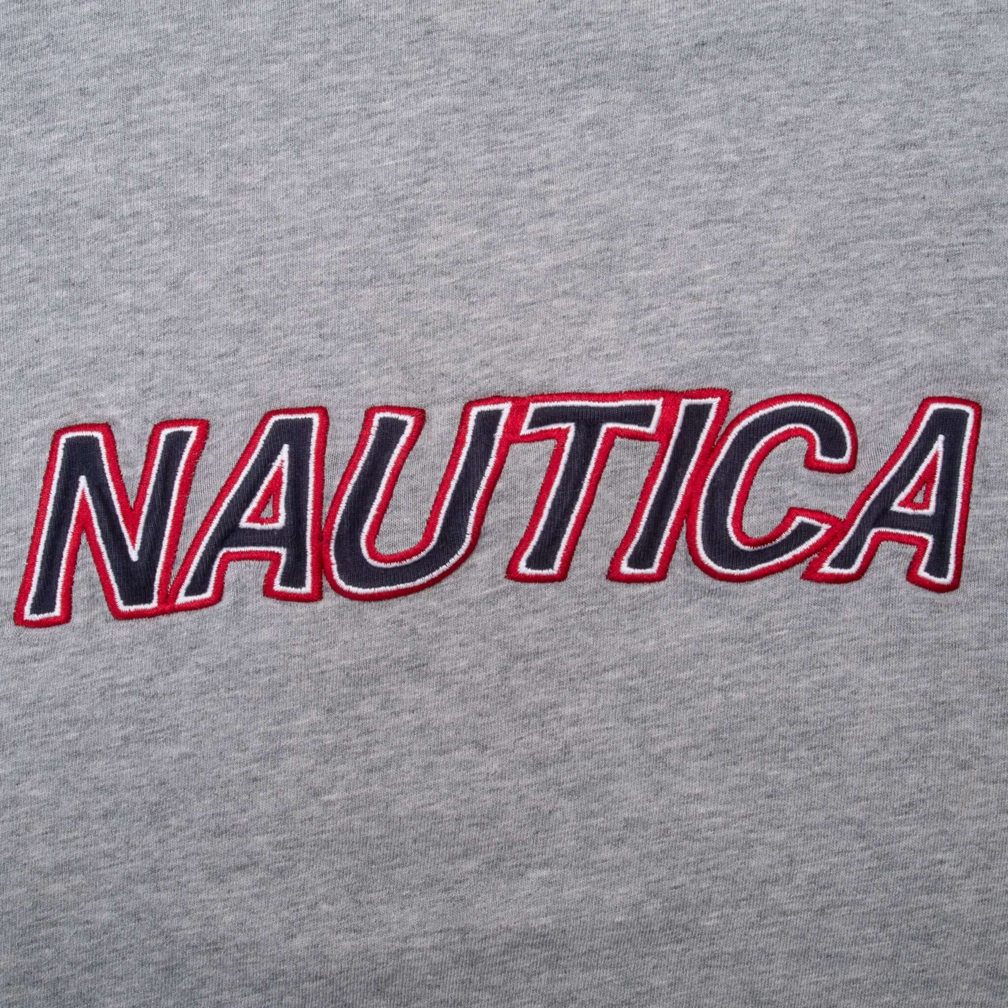 Vintage Nautica Embroidered Grey Long Sleeve Tee Shirt 2000S Size Large