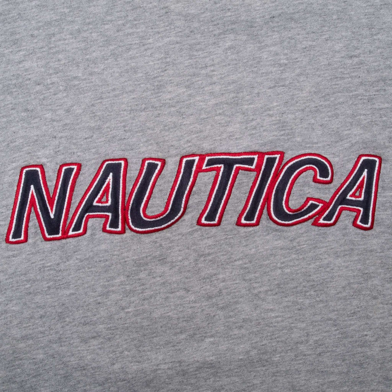 Vintage Nautica Embroidered Grey Long Sleeve Tee Shirt 2000S Size Large