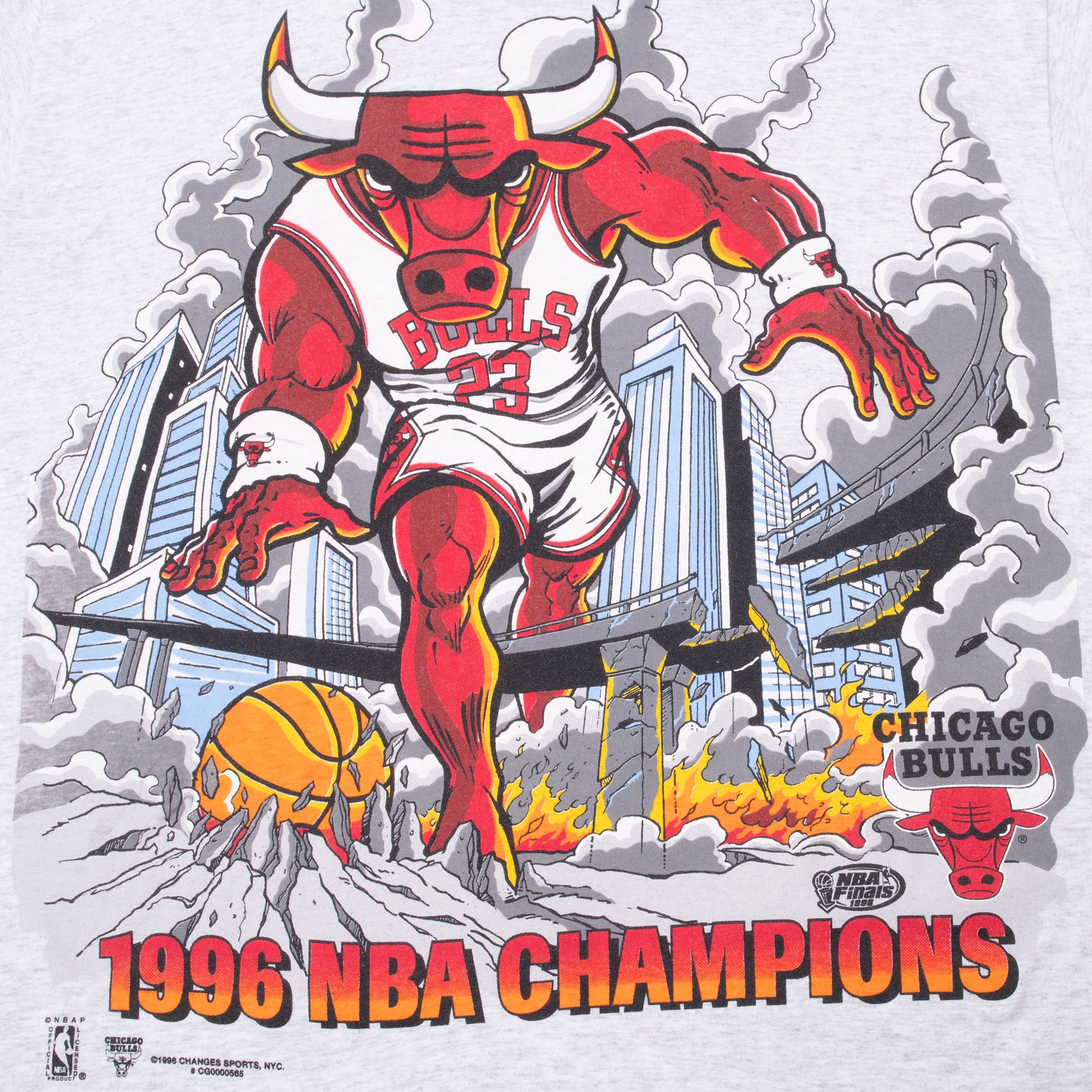 Vintage Nba Chicago Bulls 1996 Champions Tee Shirt Size Large With Single Stitch Hem