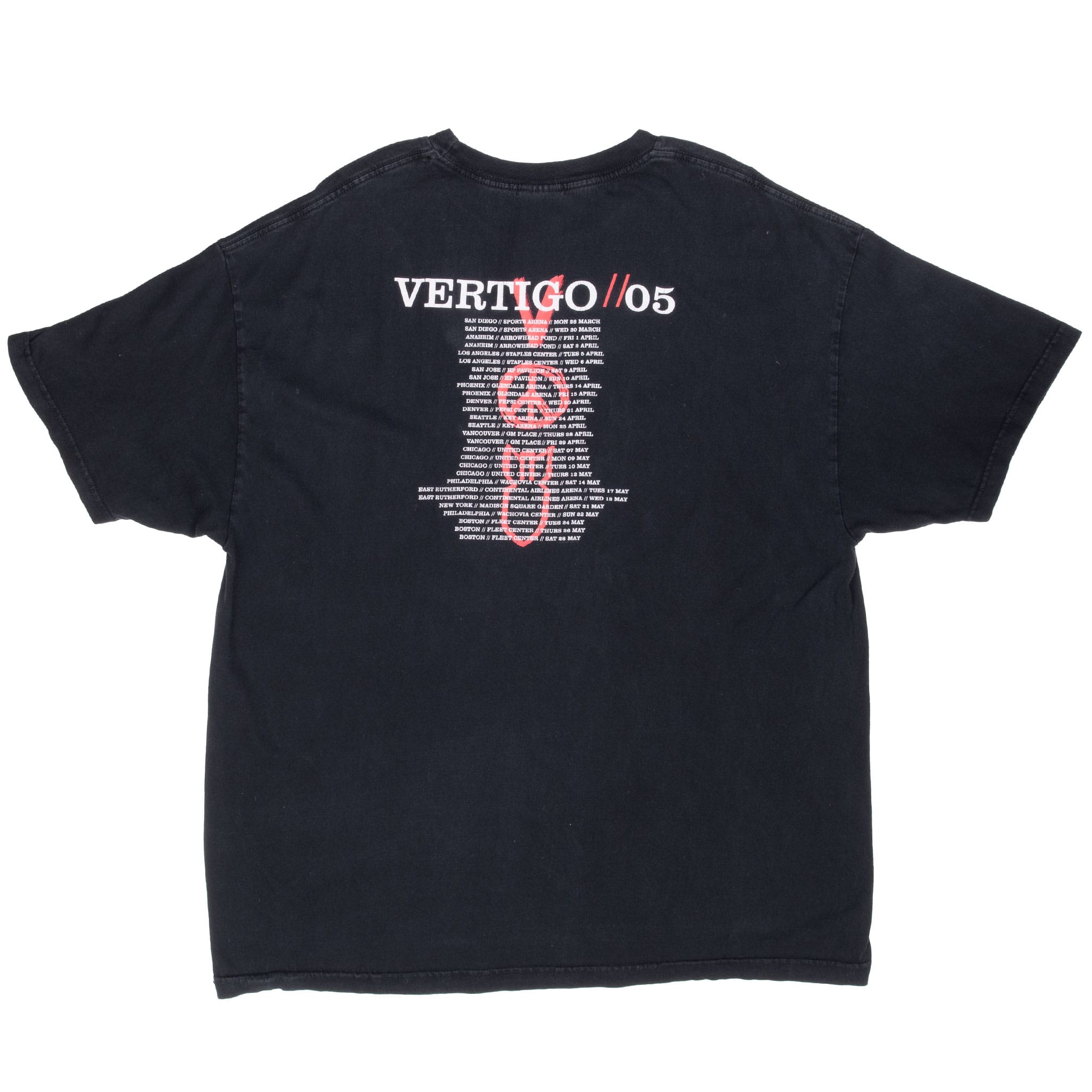 VINTAGE U2 VERTIGO TOUR 2005 TEE SHIRT SIZE 2XL MADE IN USA