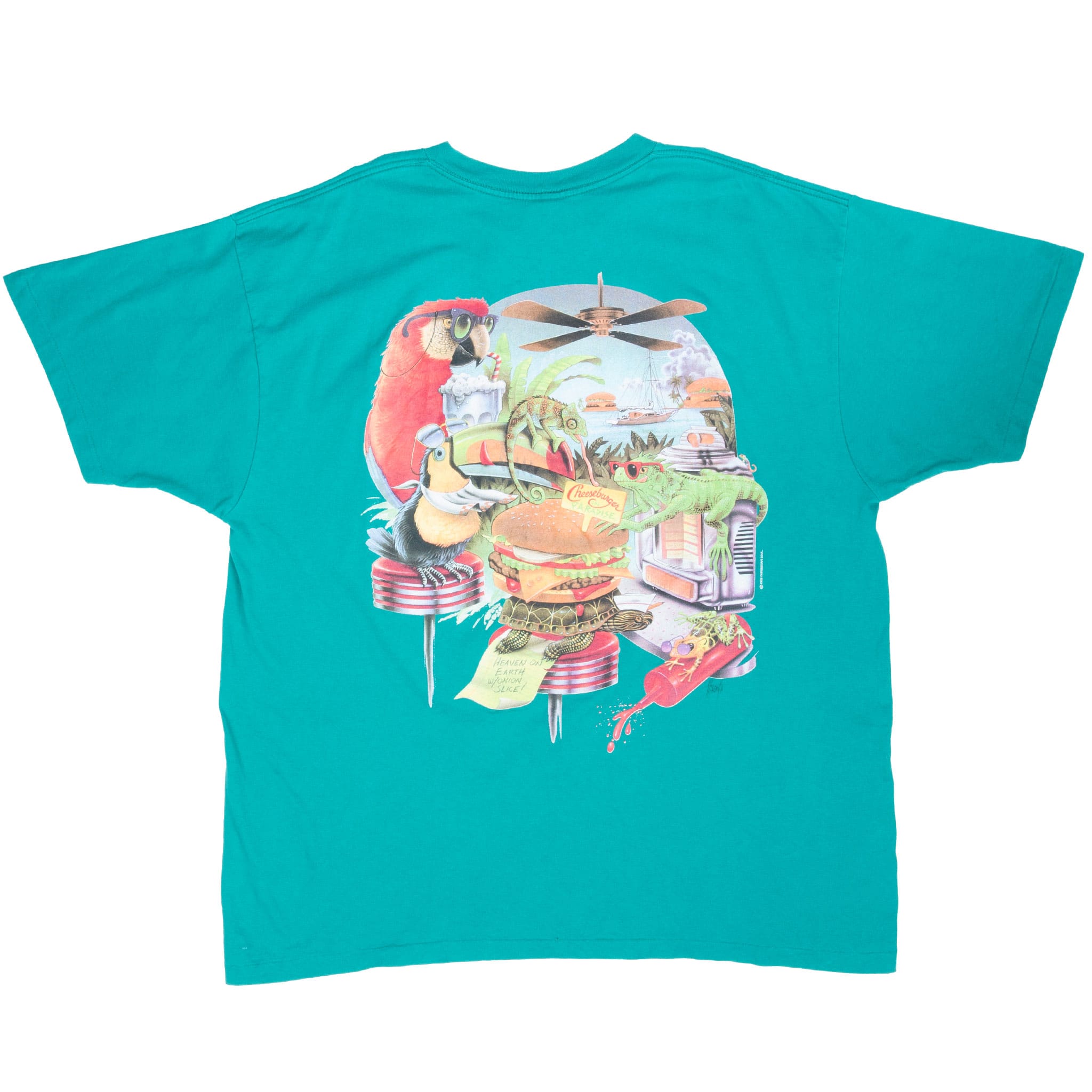 VINTAGE JIMMY BUFFETT CHEESEBURGER IN PARADISE 1995 TEE SHIRT 2XL MADE IN USA