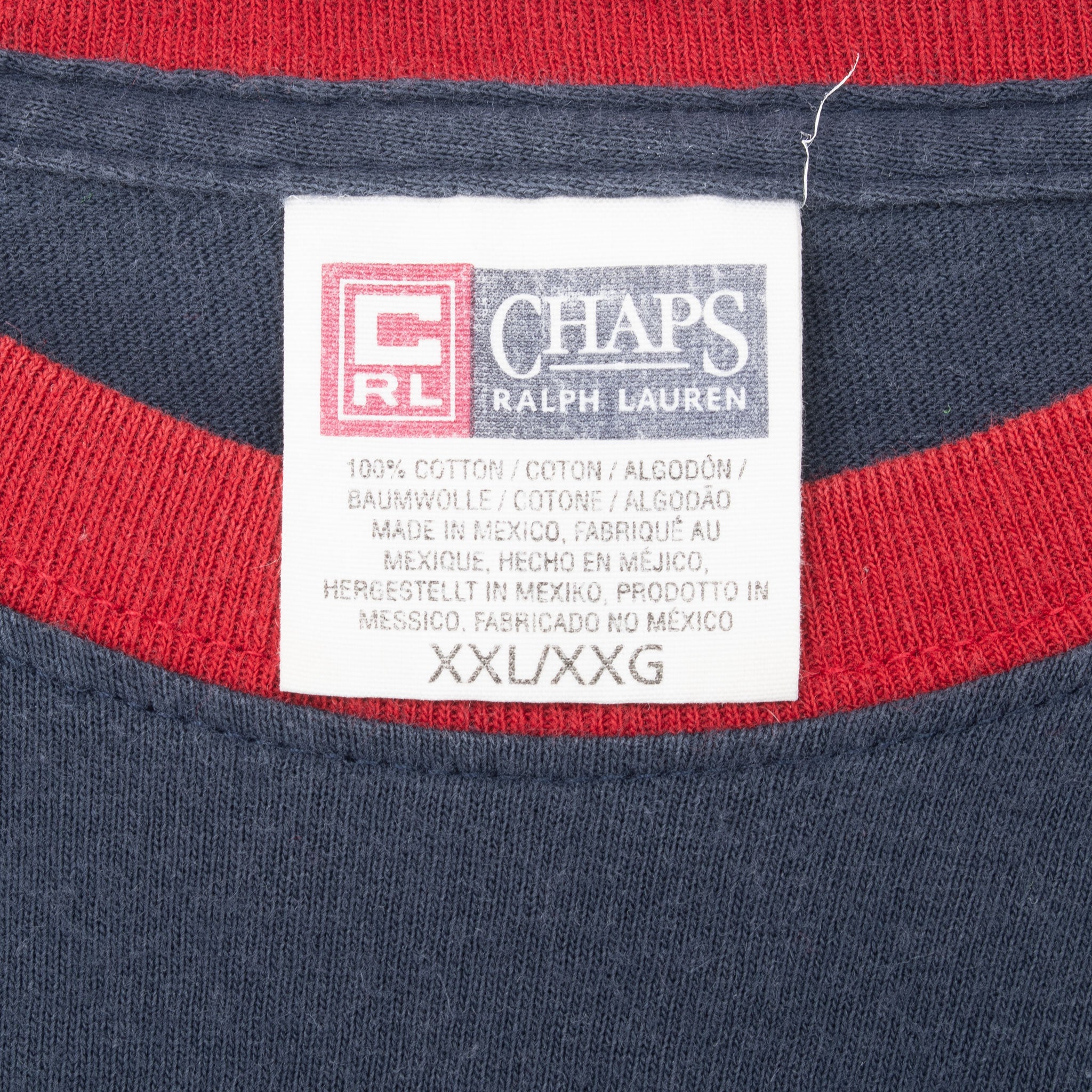 Vintage Chaps Ralph Lauren Navy Blue Long Sleeve Tee Shirt 1990S Size 2Xl