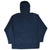 Back of navy blue Nike fleece hoodie with plain fleece body and raised hood