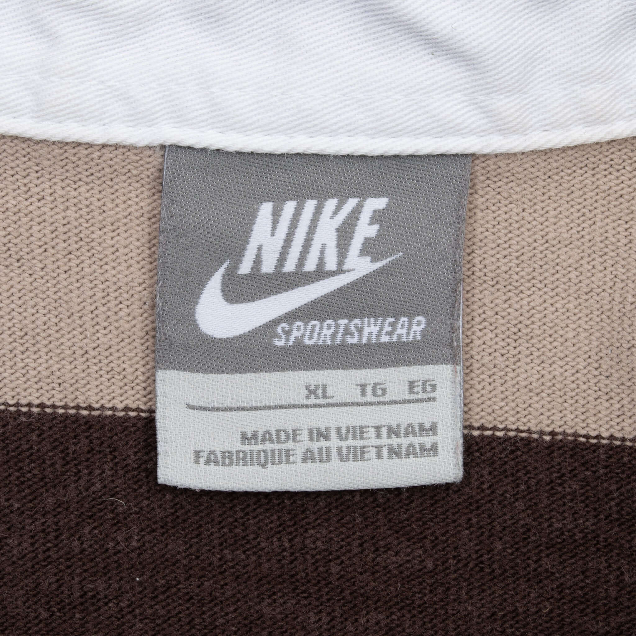 Vintage Nike Classic Swoosh Beige And Brown Polo Shirt 2000S Size Large