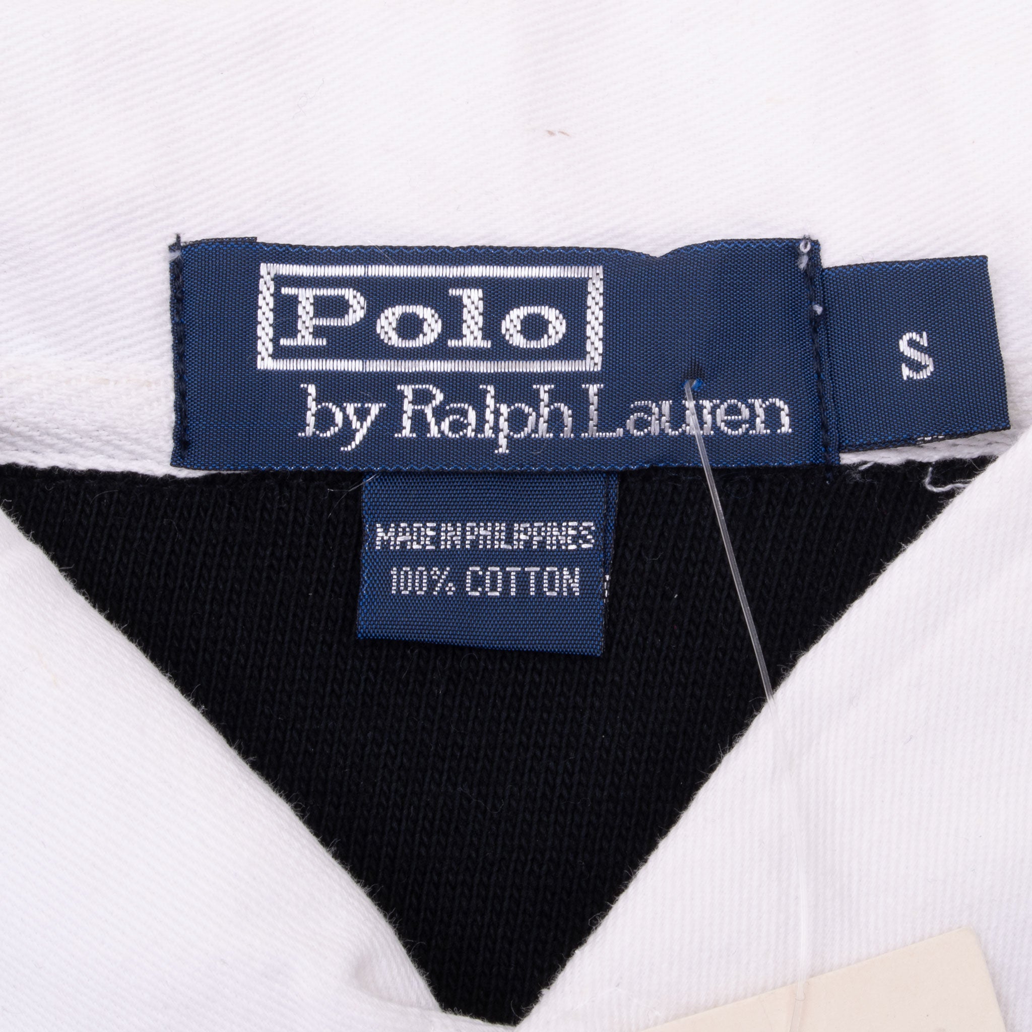 Vintage Ralph Lauren White &amp; Black Rugby Polo Shirt 1990S Size Small Deadstock