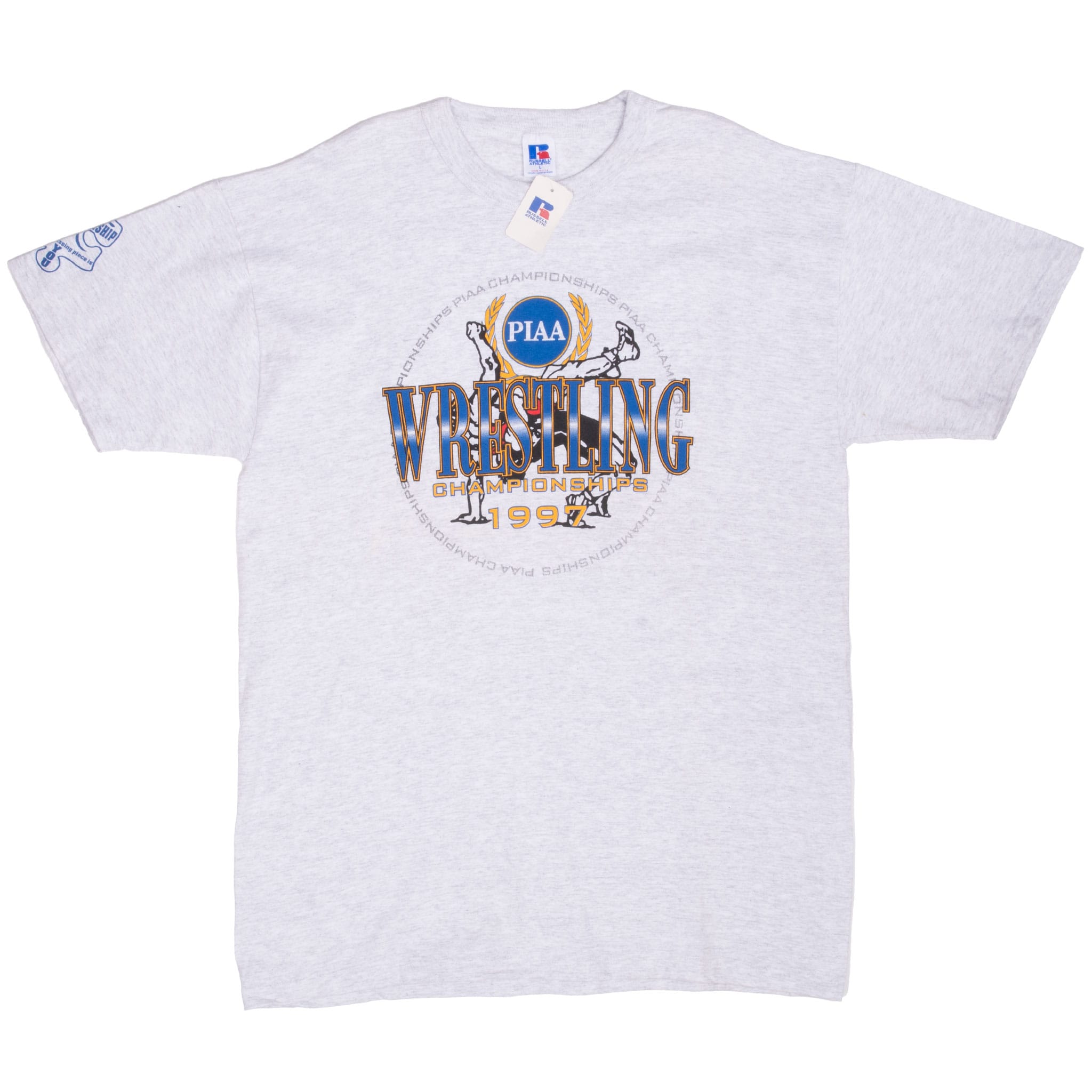 VINTAGE PIAA WRESLTING CHAMPIONSHIP 1997 TEE SHIRT LARGE MADE IN USA DEADSTOCK