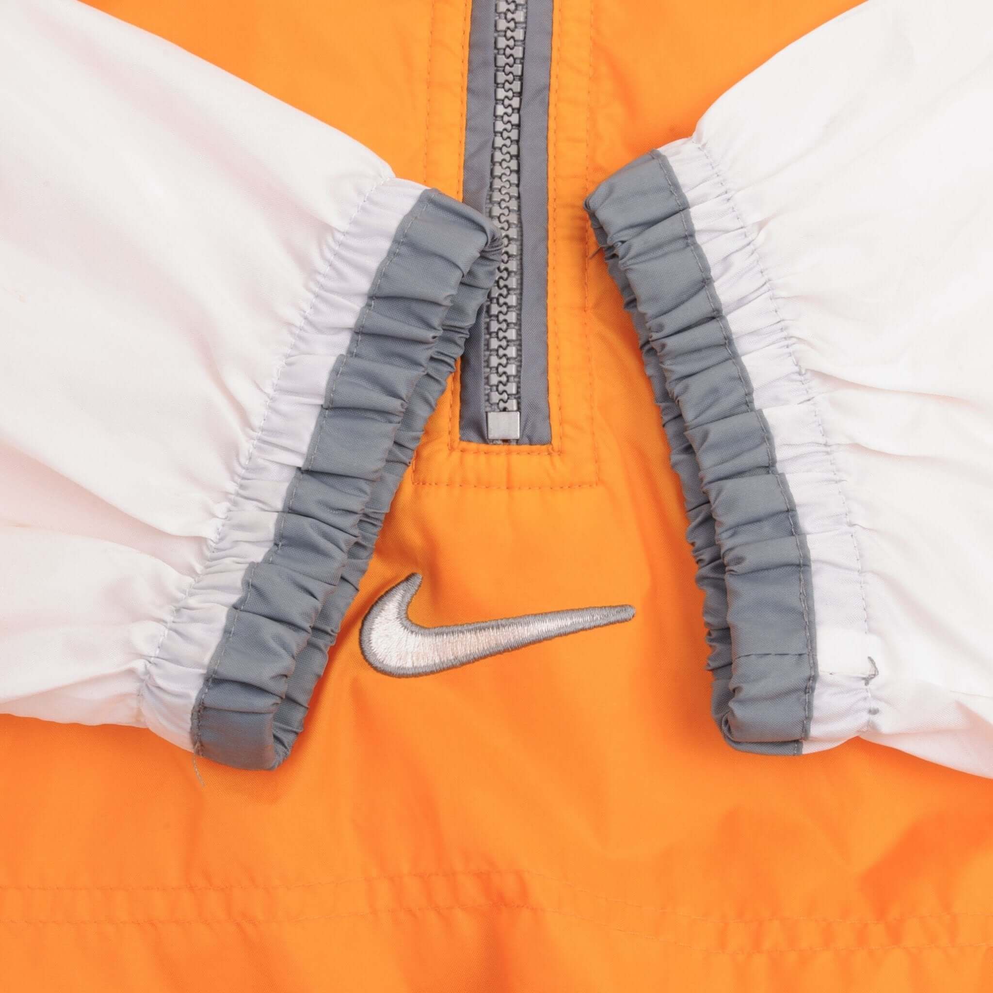 Vintage Nike Pullover Windbreaker Orange & White Jacket 1990S Size Large