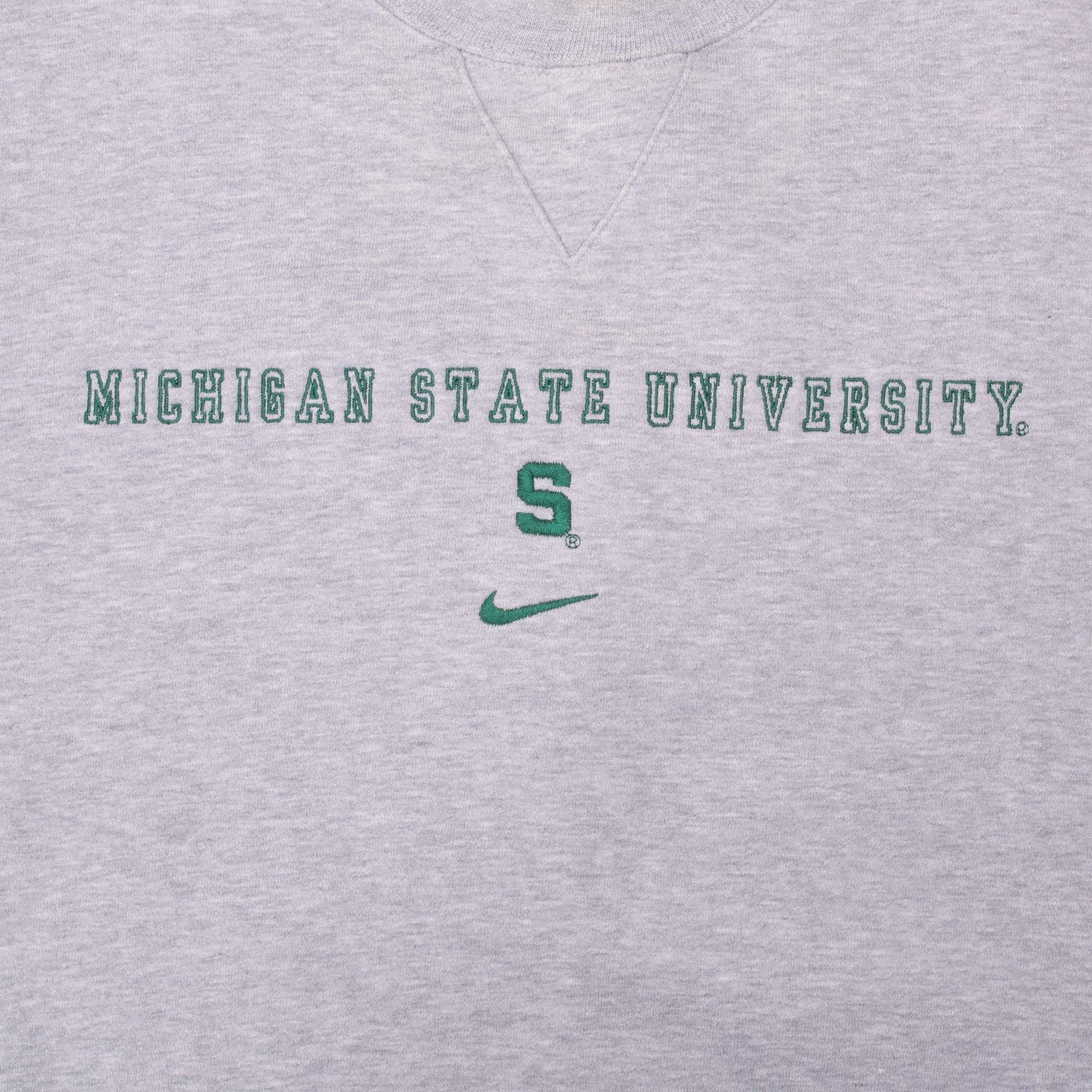 Vintage Nike Ncaa Michigan State Grey Crewneck Sweatshirt 1990S Size Large