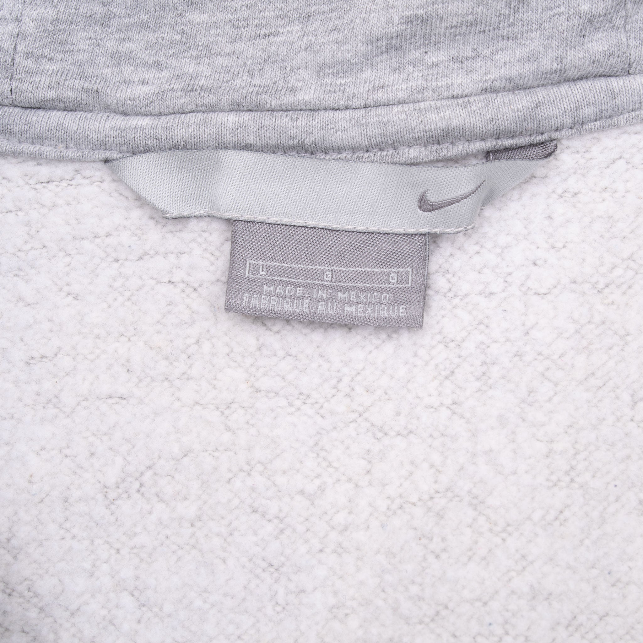 Vintage Nike Spellout Grey Full Zip Hoodie Sweatshirt 2000S Size Large
