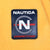 Close-up of navy, gray, red, and white Nautica Competition sleeve patch