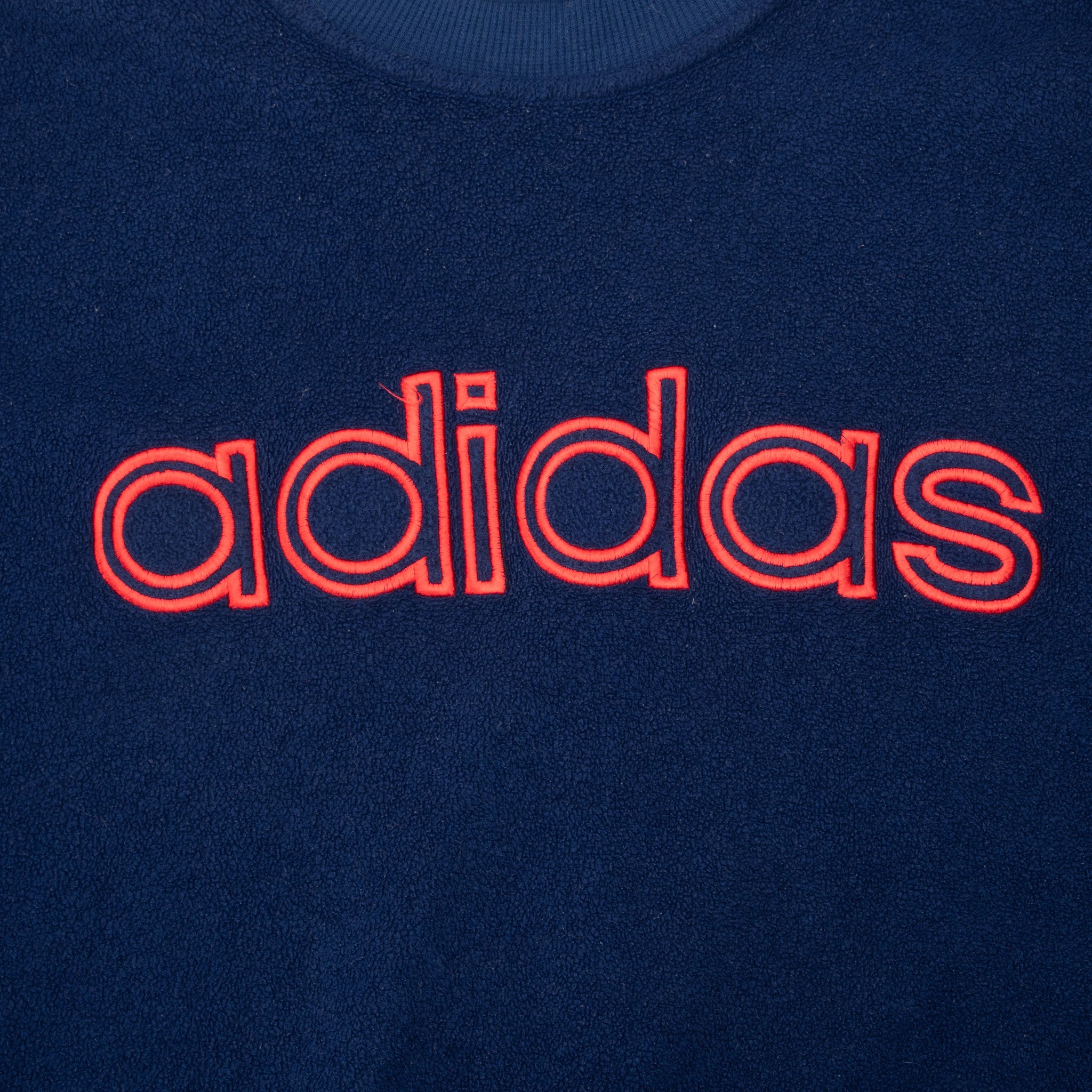 Vintage Adidas Navy Blue Fleece Crewneck Sweatshirt 1990S Size Large