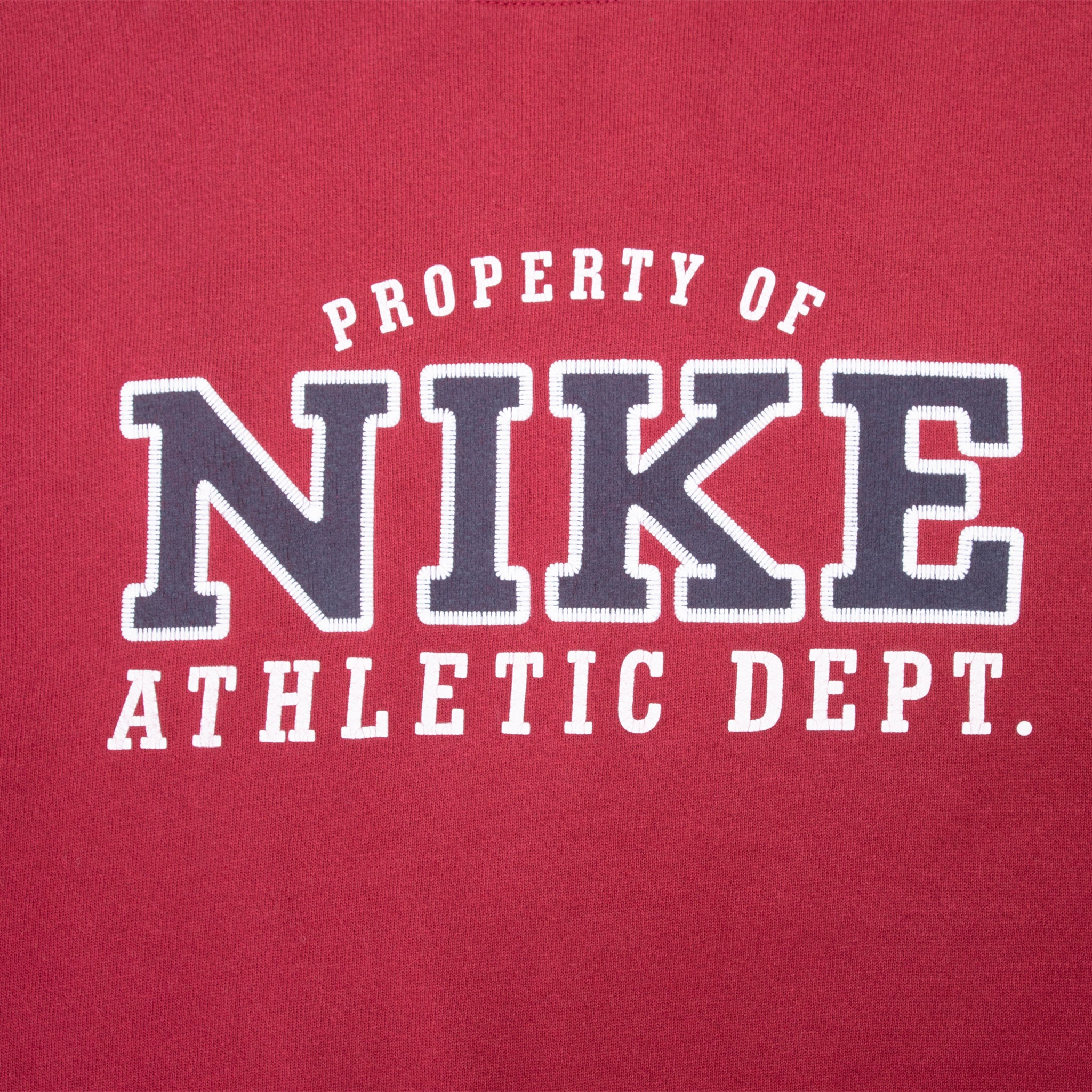 Vintage Blue Nike Athletic Dept Burgundy Sweatshirt 1990S Size XL Made In USA