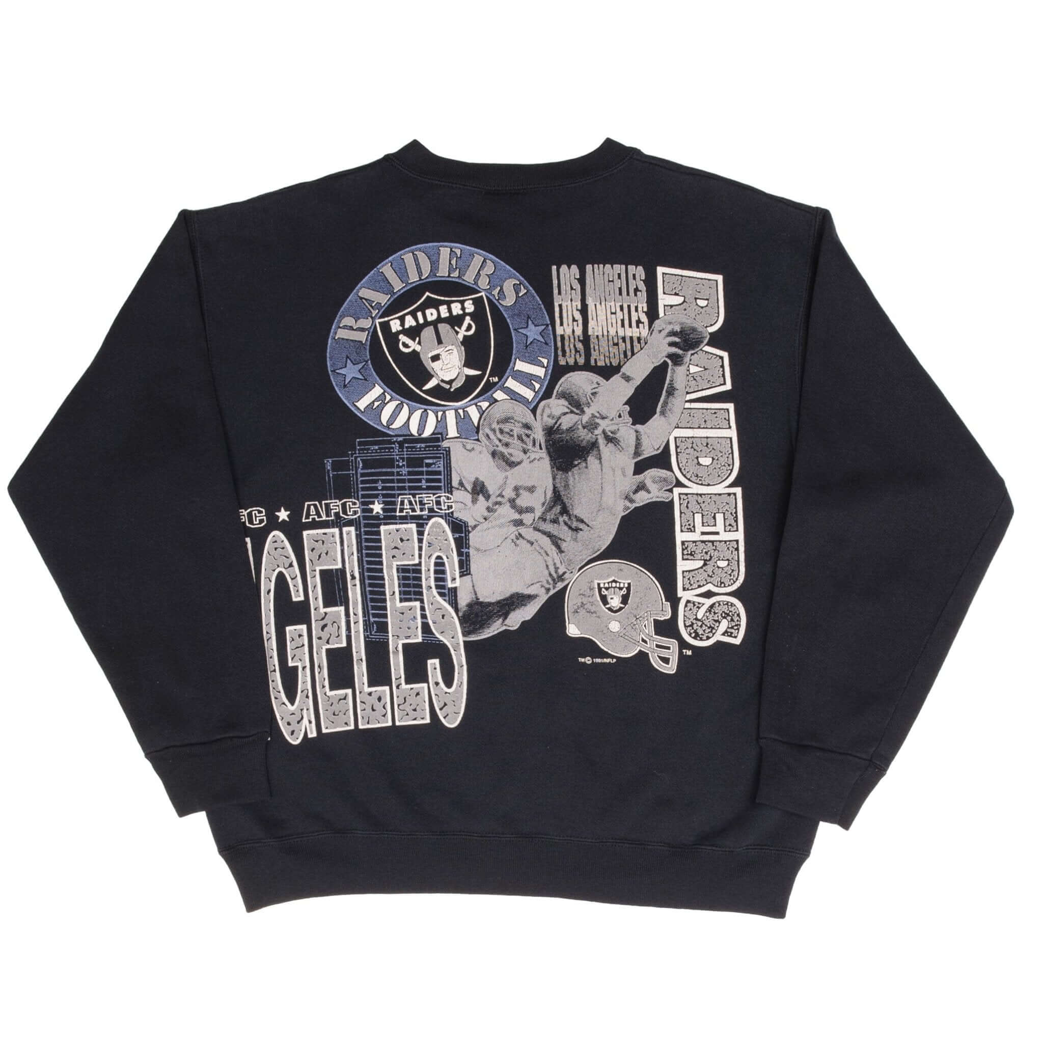 Vintage Nfl Los Angeles Raiders All Over Print 1991 Sweatshirt Size Large Made In Usa