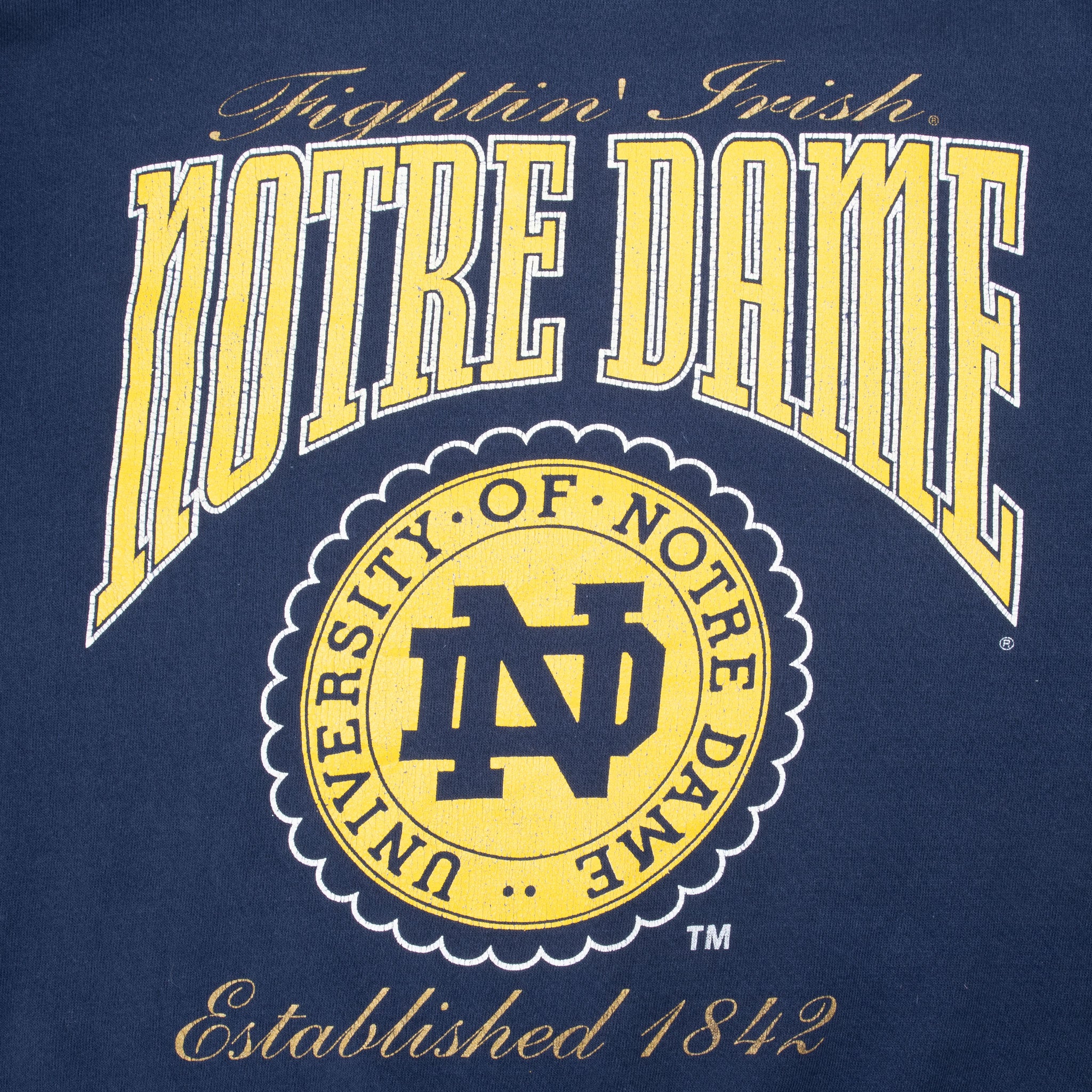 Vintage Ncaa Notre Dame Fighting Irish Sweatshirt 1990S Size Large Made In Usa