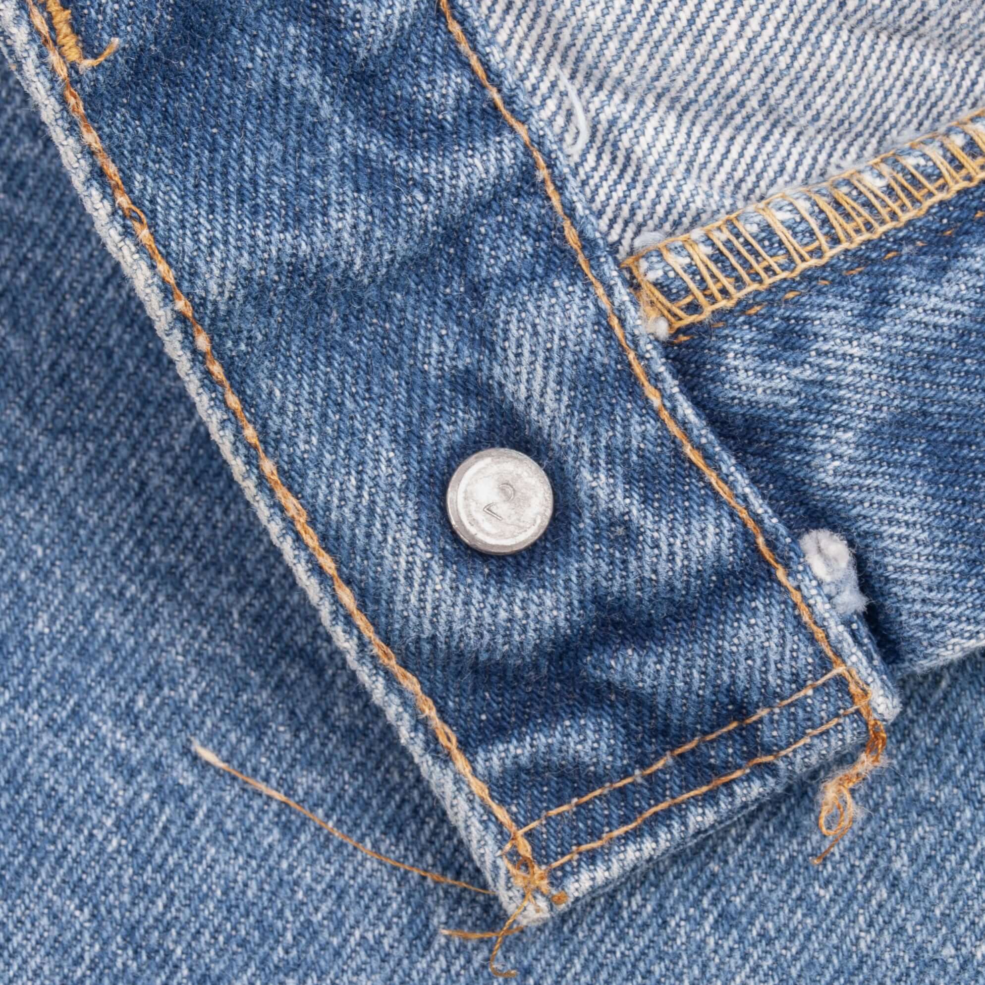 Beautiful Indigo Levis 517 Jeans With Blue Bar Tacks 1980s Made in USA with Medium Wash Talon Zipper  Size on tag 32X32 Actual Size 31X31 Back Button #2