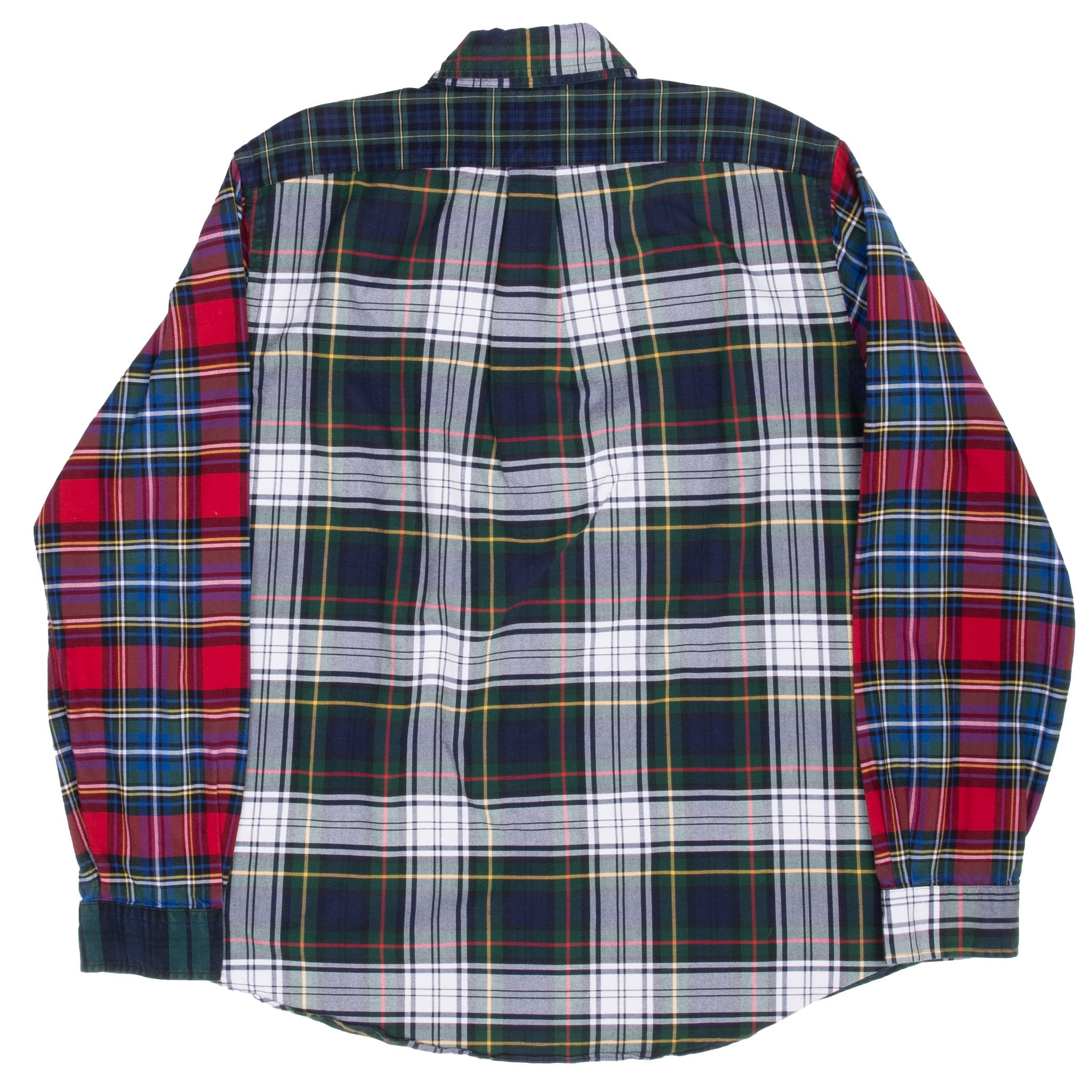 VINTAGE RALPH LAUREN GREEN RED BLUE PLAID PATCHWORK SHIRT LARGE