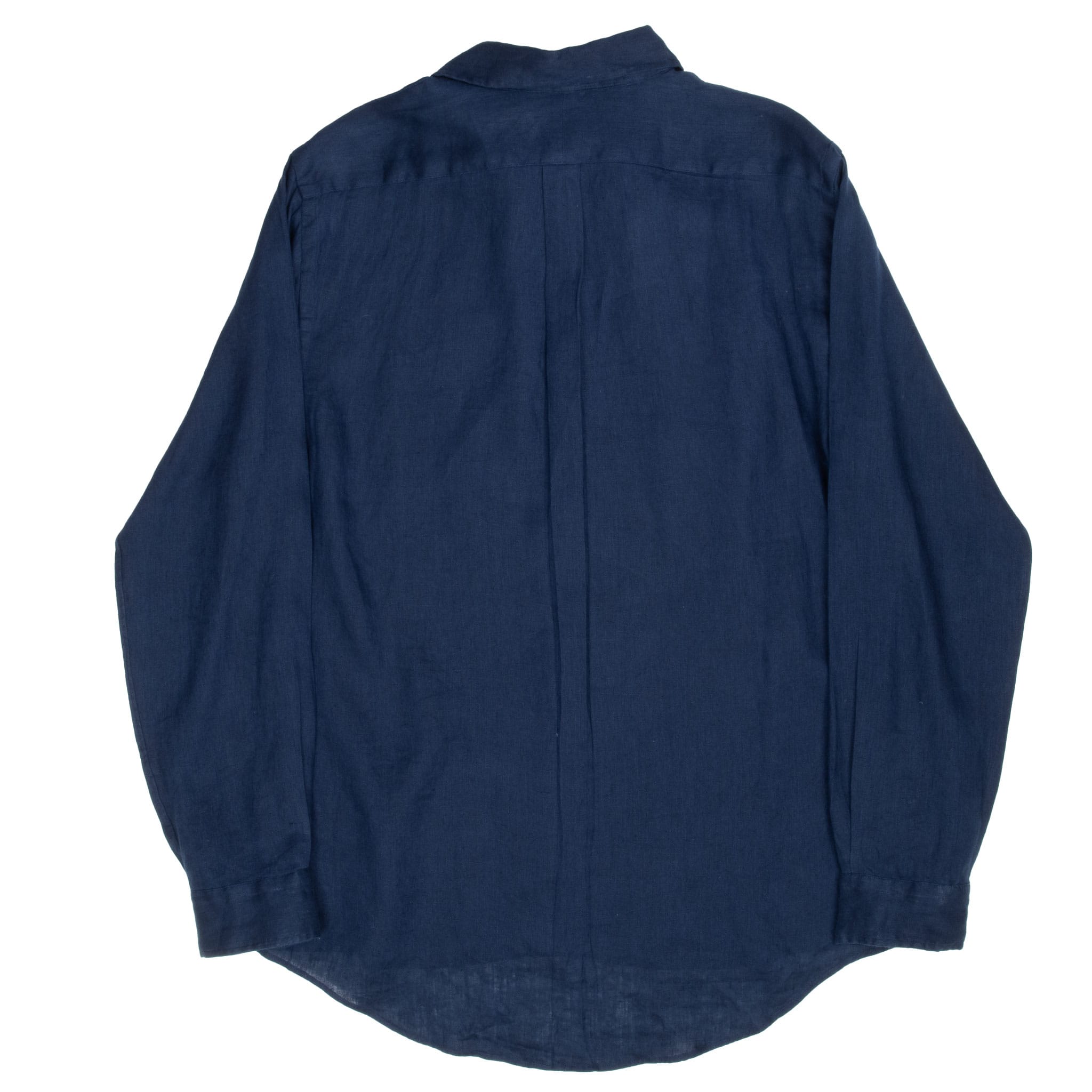 VINTAGE POLO RALPH LAUREN NAVY BLUE LINEN SHIRT SIZE MEDIUM