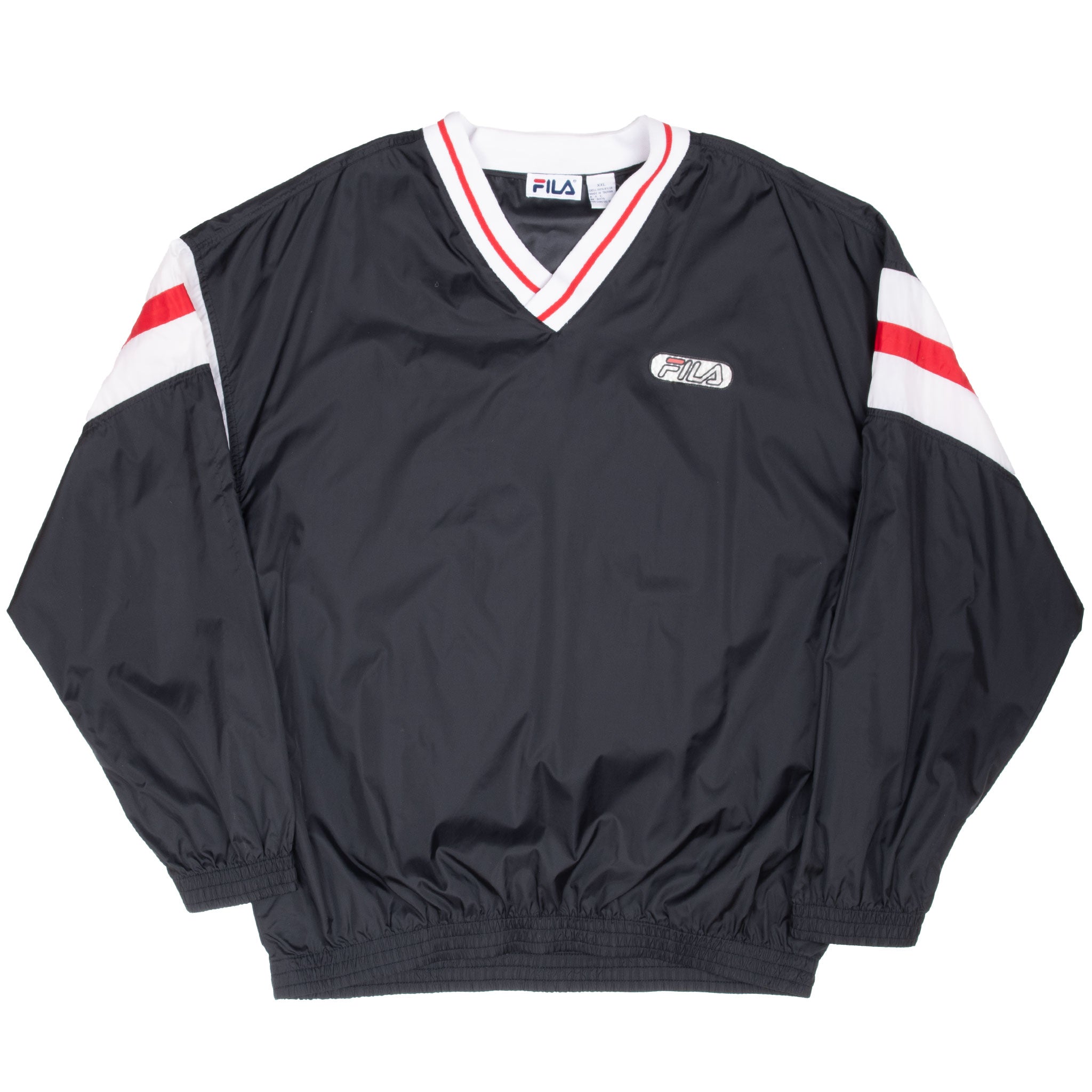 Vintage Fila Black Pullover Windbreaker Jacket 1990S Size 2XL