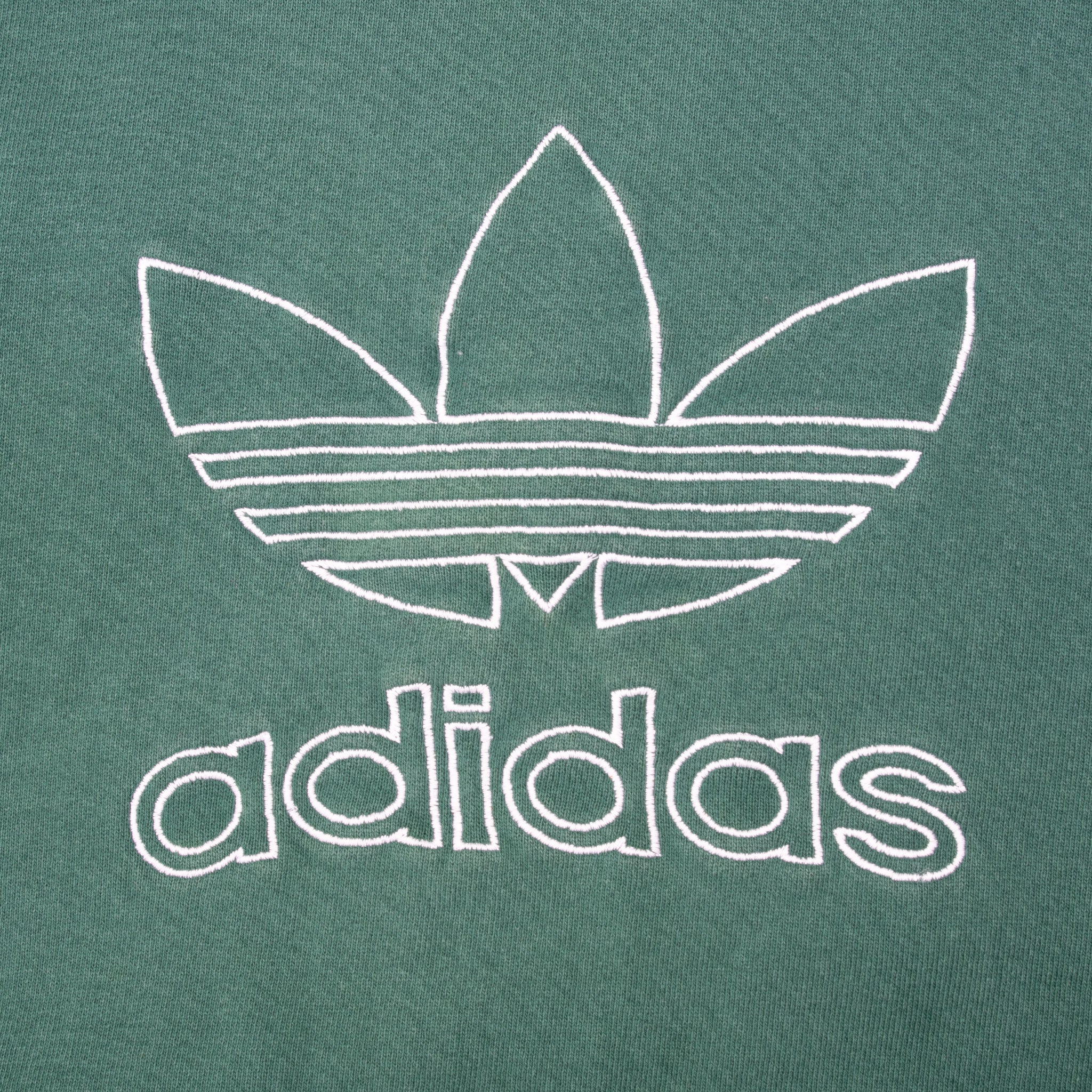 Vintage Adidas Spellout Green Crewneck Sweatshirt 1990S Size Large Made In USA