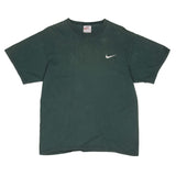 Vintage Nike Small Swoosh Embroidered Green Tee Shirt Late 1990s Size Medium Made In USA