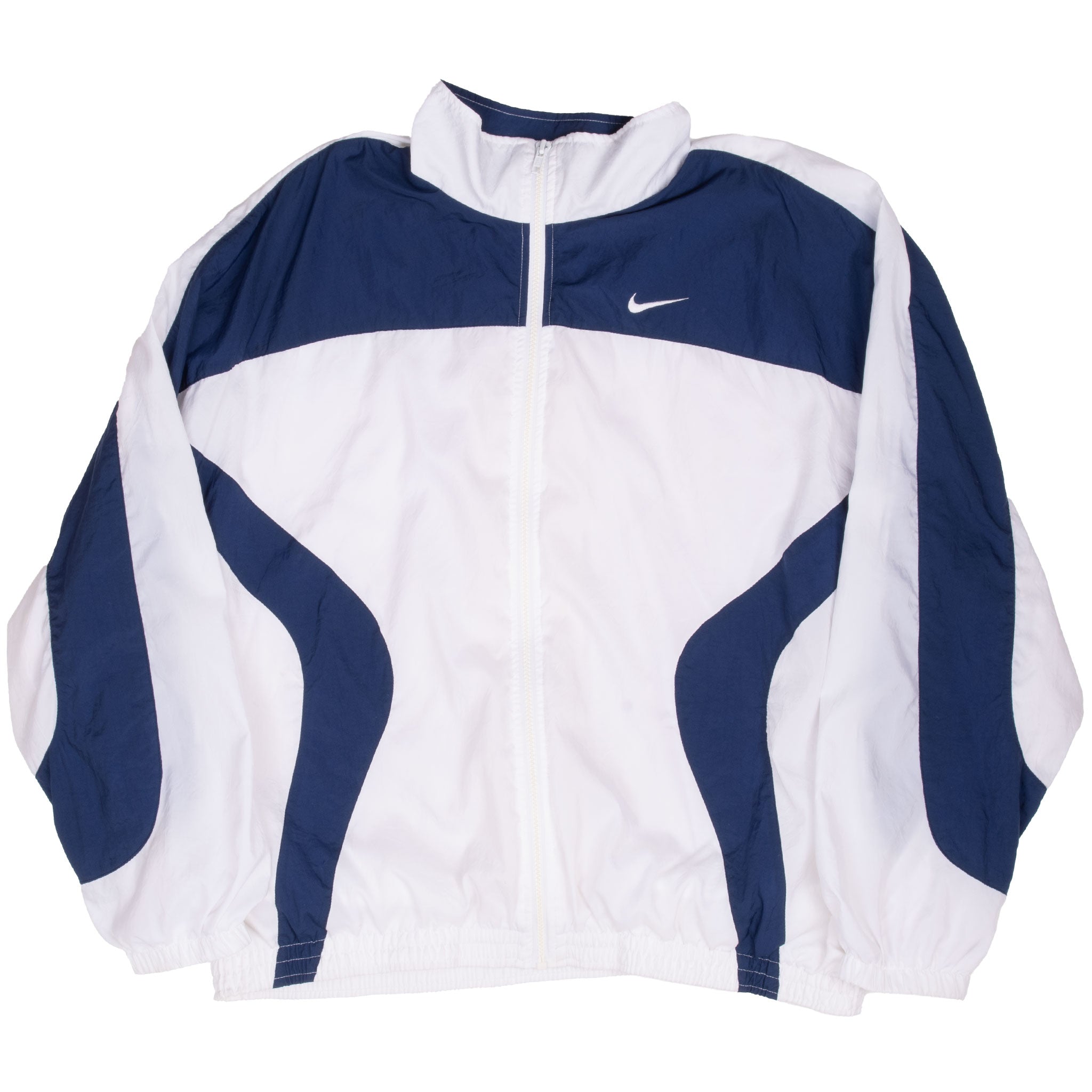 Vintage Nike Classic Swoosh Blue White Windbreaker Jacket 1990S Size XL