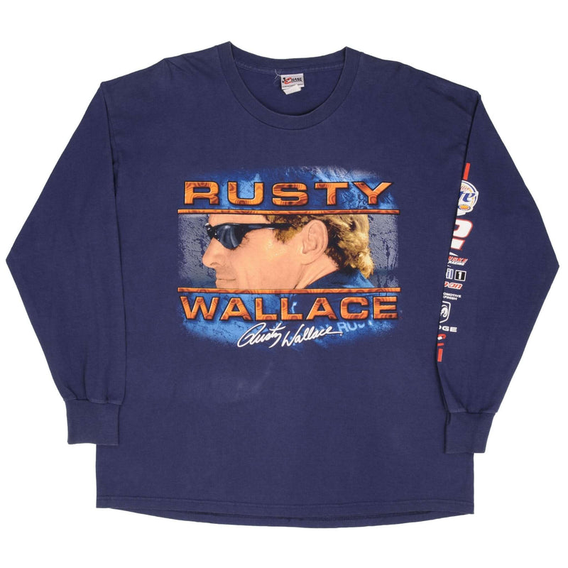 Vintage Nascar Rusty Wallace Live To Race Race To Live 1990s Long Sleeve Tee Shirt Size XL 