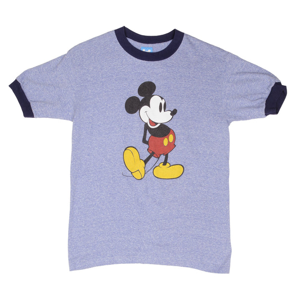 Vintage Blue Disney Mickey Mouse 1990S Tee Shirt Size Small With Single Stitch Hem