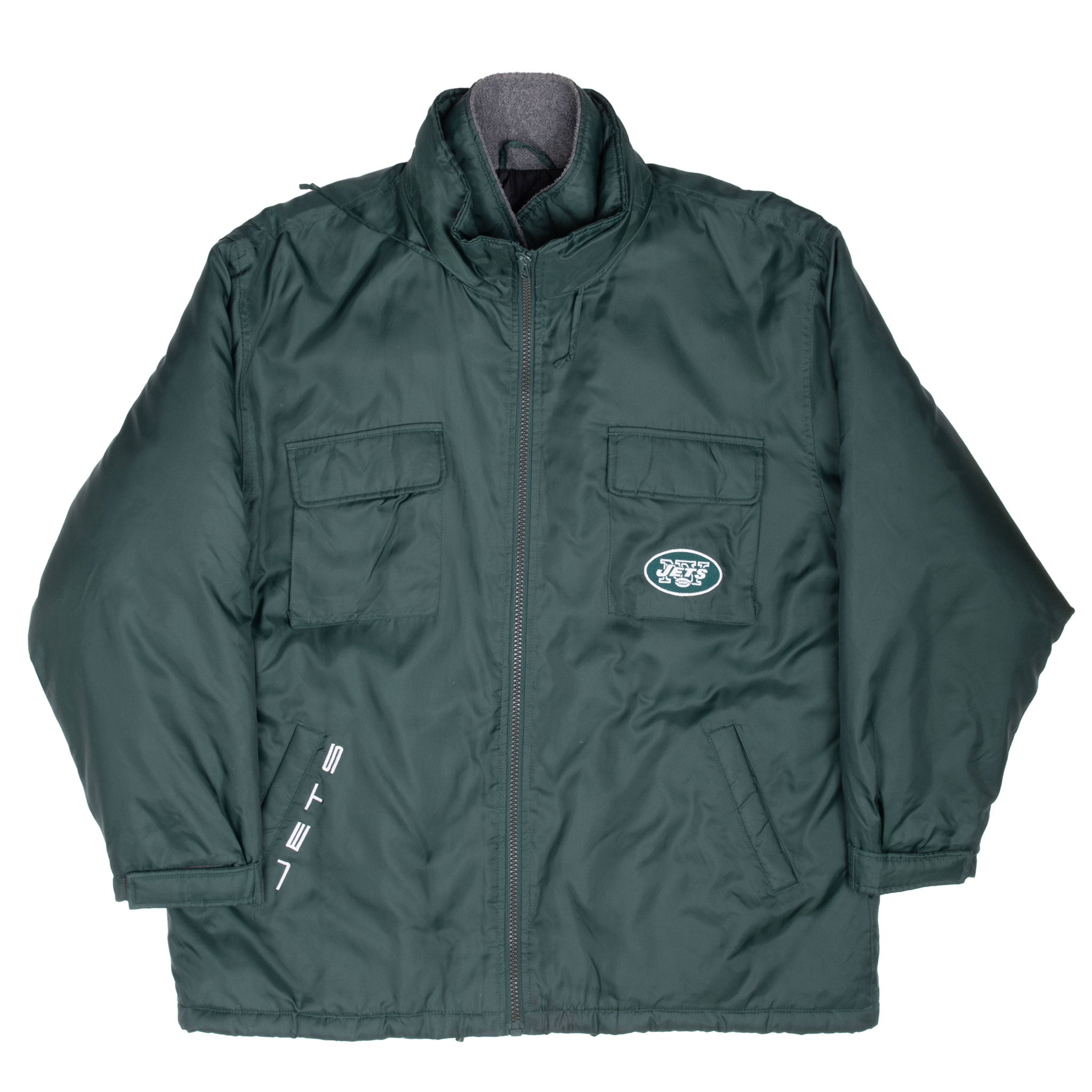 Vintage Nfl New York Jets Heavy Windbreaker Coat Jacket 1990S Large