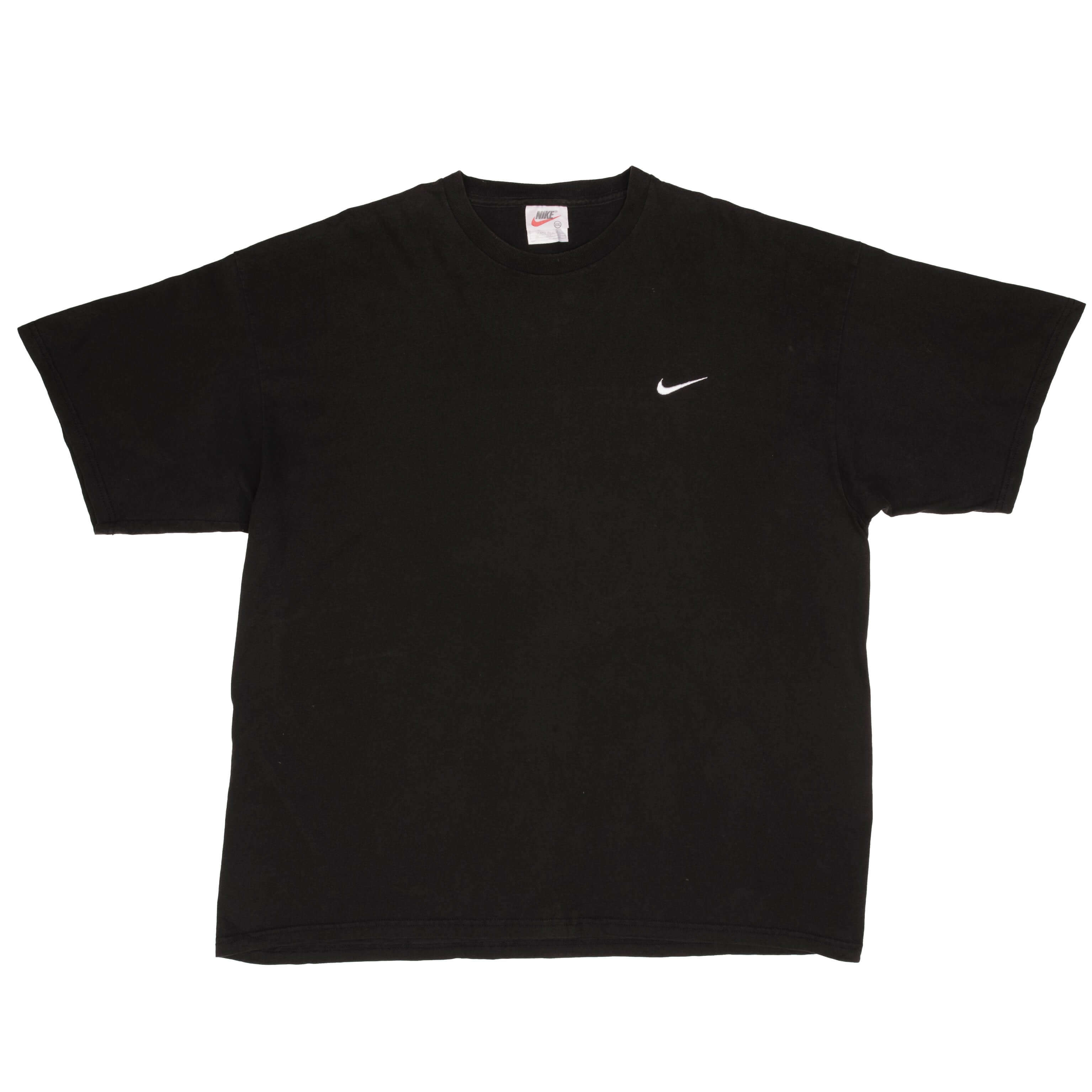 VINTAGE NIKE CLASSIC SWOOSH BLACK TEE SHIRT 1990S SIZE 2XL MADE IN USA