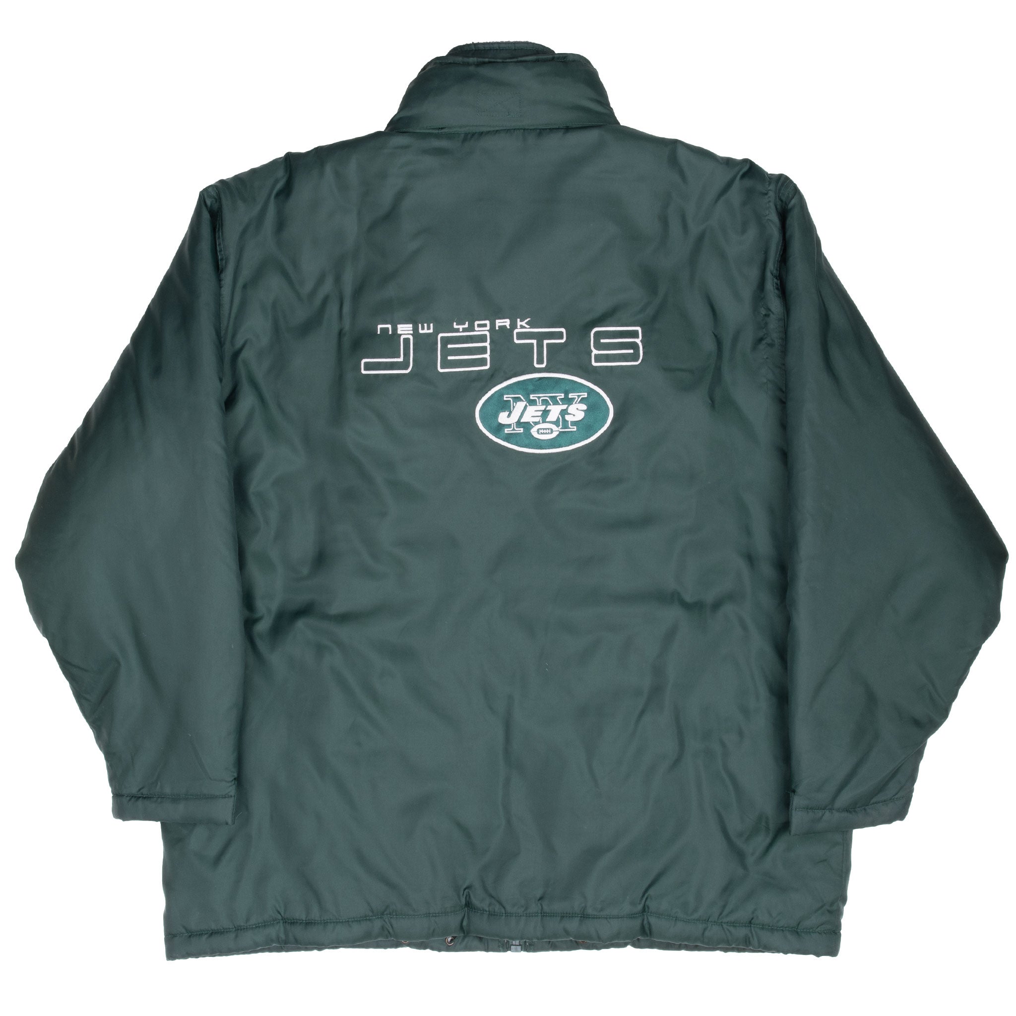 Vintage Nfl New York Jets Heavy Windbreaker Coat Jacket 1990S Size Large