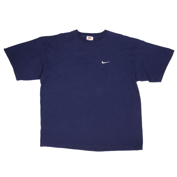 Vintage Nike Classic Swoosh Navy Blue Tee Shirt Size 1990s Size 2XL Made In USA