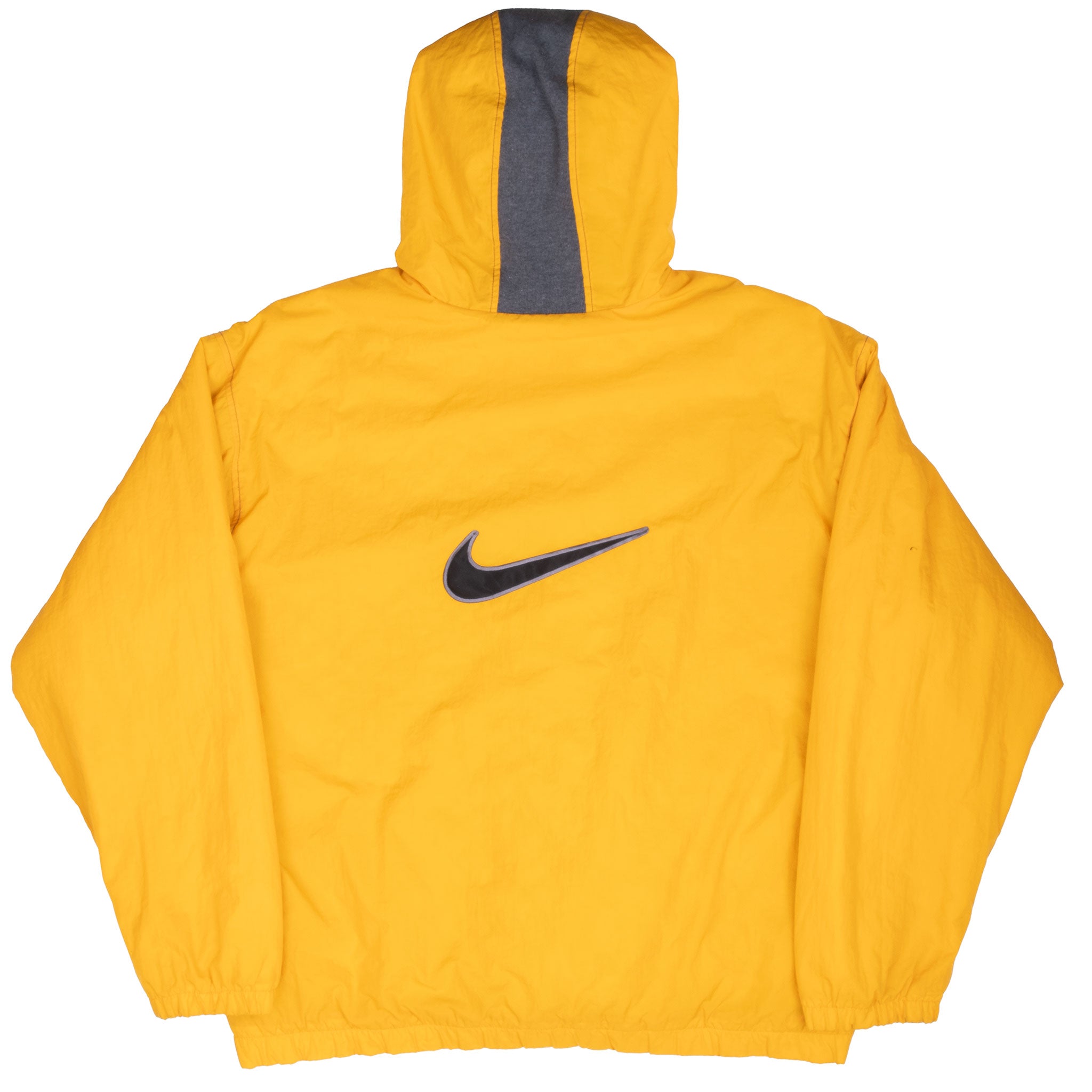 Vintage Nike Big Swoosh Yellow Heavy Windbreaker Rain Jacket 1990S Size 2XL