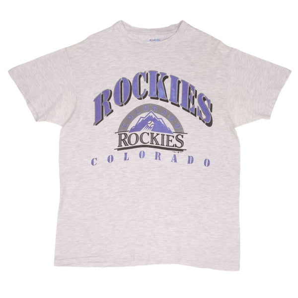 Vintage Black MLB Colorado Rockies Tee Shirt 1991 Size Large Made In USA With Single Stitch Sleeves