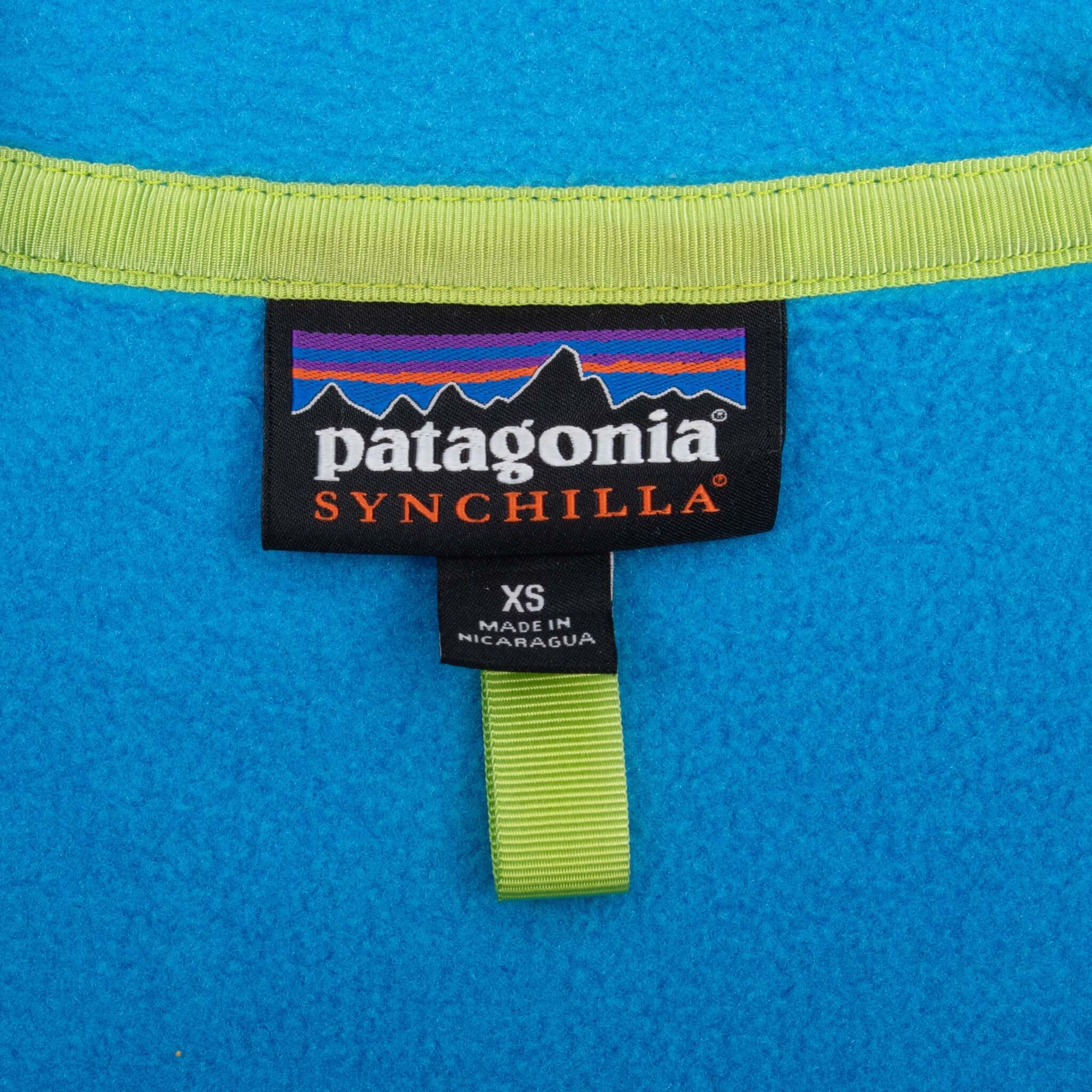 Vintage Patagonia Blue Synchilla Snap T Fleece Pullover Jacket 2000S Size XS