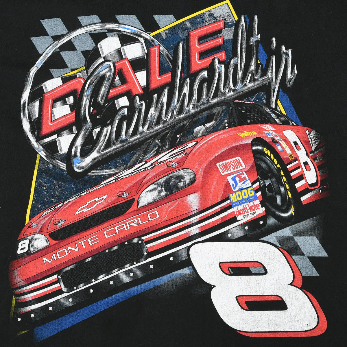Close-up of front Dale Earnhardt Jr. print with red Monte Carlo and large No. 8