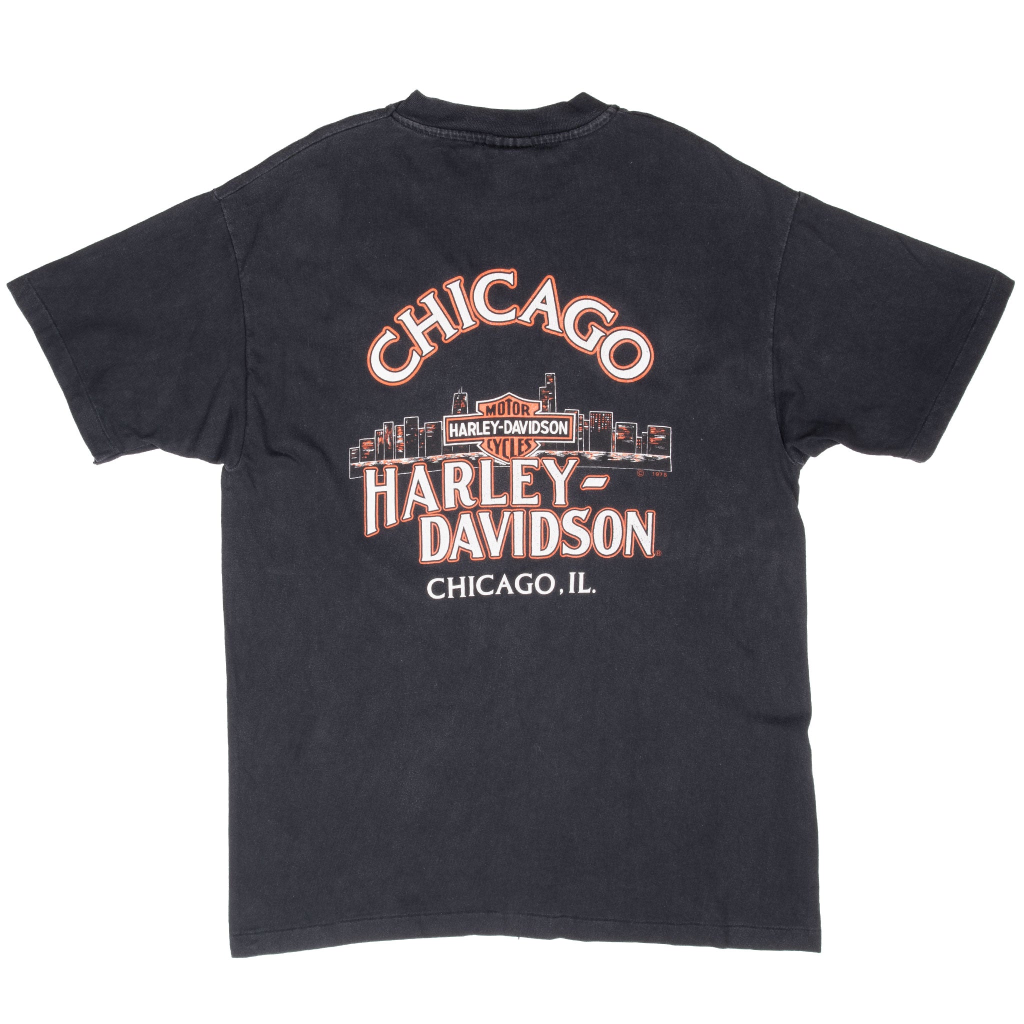 Vintage Harley Davidson Chicago 1996 Tee Shirt Size Large Made In Usa With Single Stitch Sleeves