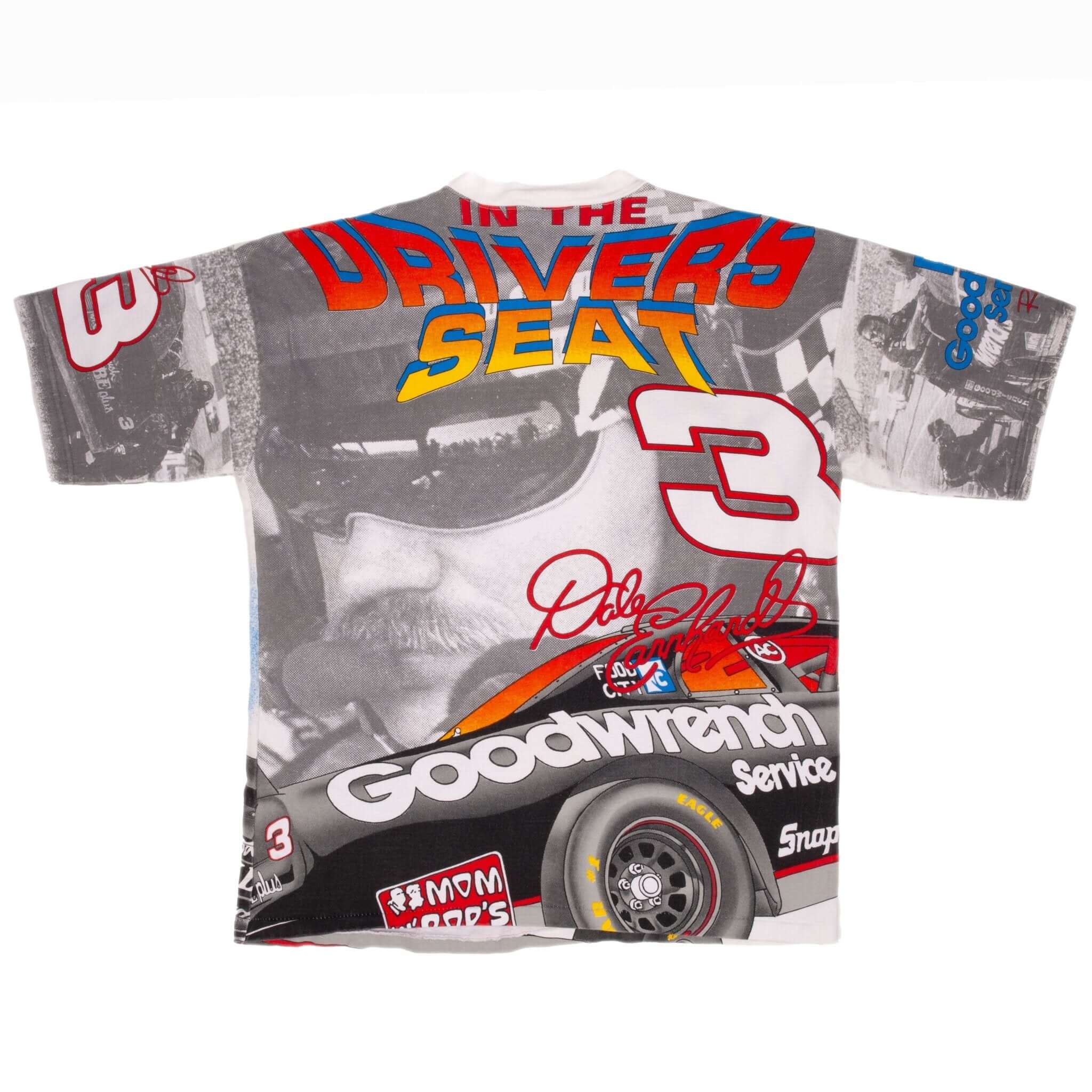 Beautiful Vintage All Over Print Nascar Dale Earnhardt Tee Shirt 1996 Size Large Made In USA