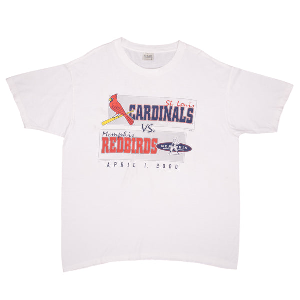 Vintage Mlb St Louis Cardinals Vs Memphis Redbirds Tee Shirt 2000 Size XL