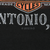 Close-up of San Antonio lettering and © 2012 H-D mark on black fabric