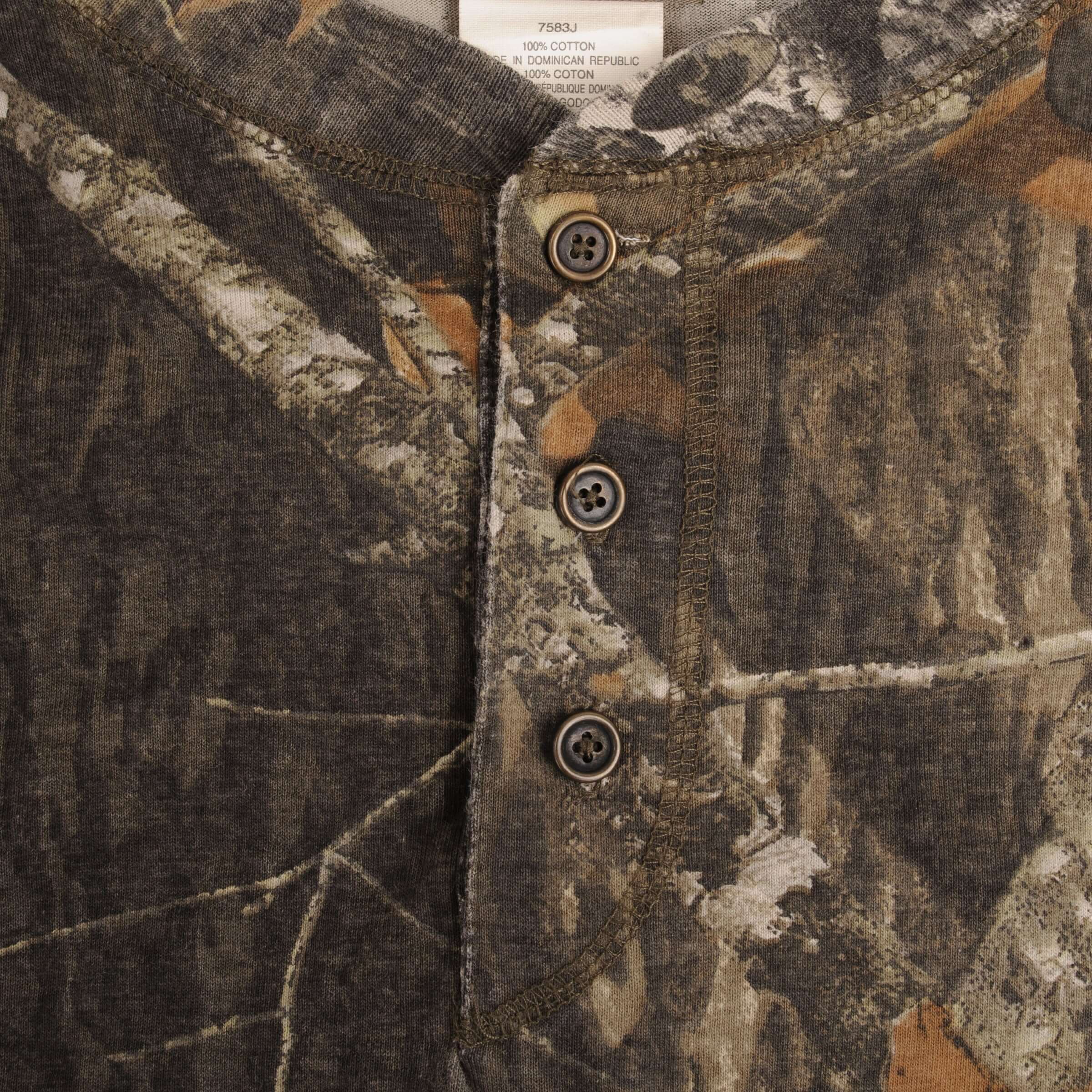 Vintage Hunting Mossy Oak Break Up Camo Long Sleeve Pocket Tee Shirt Size Large