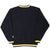 Back of black Pittsburgh Steelers sweatshirt with yellow and white striped trim