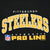 Close-up of gold and white Pittsburgh Steelers Authentic Pro Line chest graphic with NFL shield