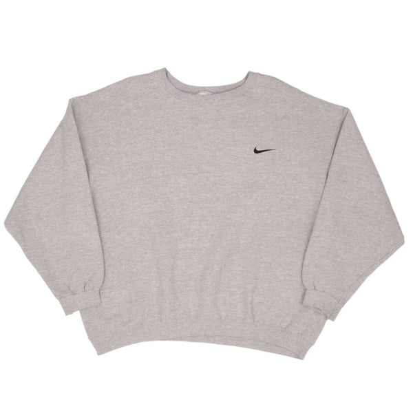 Vintage Nike Classic Swoosh Gray Sweatshirt 1990S Size XL