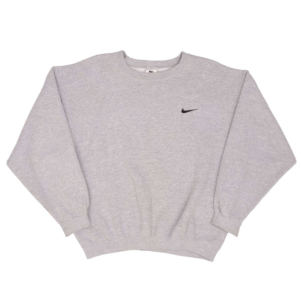 Vintage Nike Classic Swoosh Gray Sweatshirt 1990S Size Medium